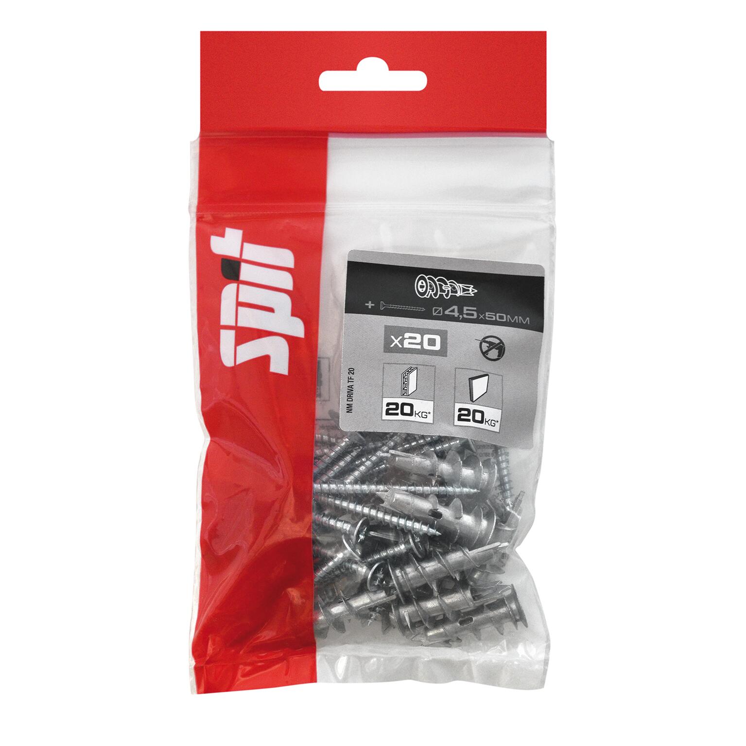 Cheville autoforeuse avec vis pour matériaux creux Diam.14 mm x 50 mm - SPIT (lot de 20) - 2