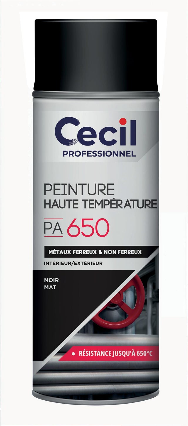 Peinture aérosol haute température tous métaux noir 400 ml - CECIL PRO
