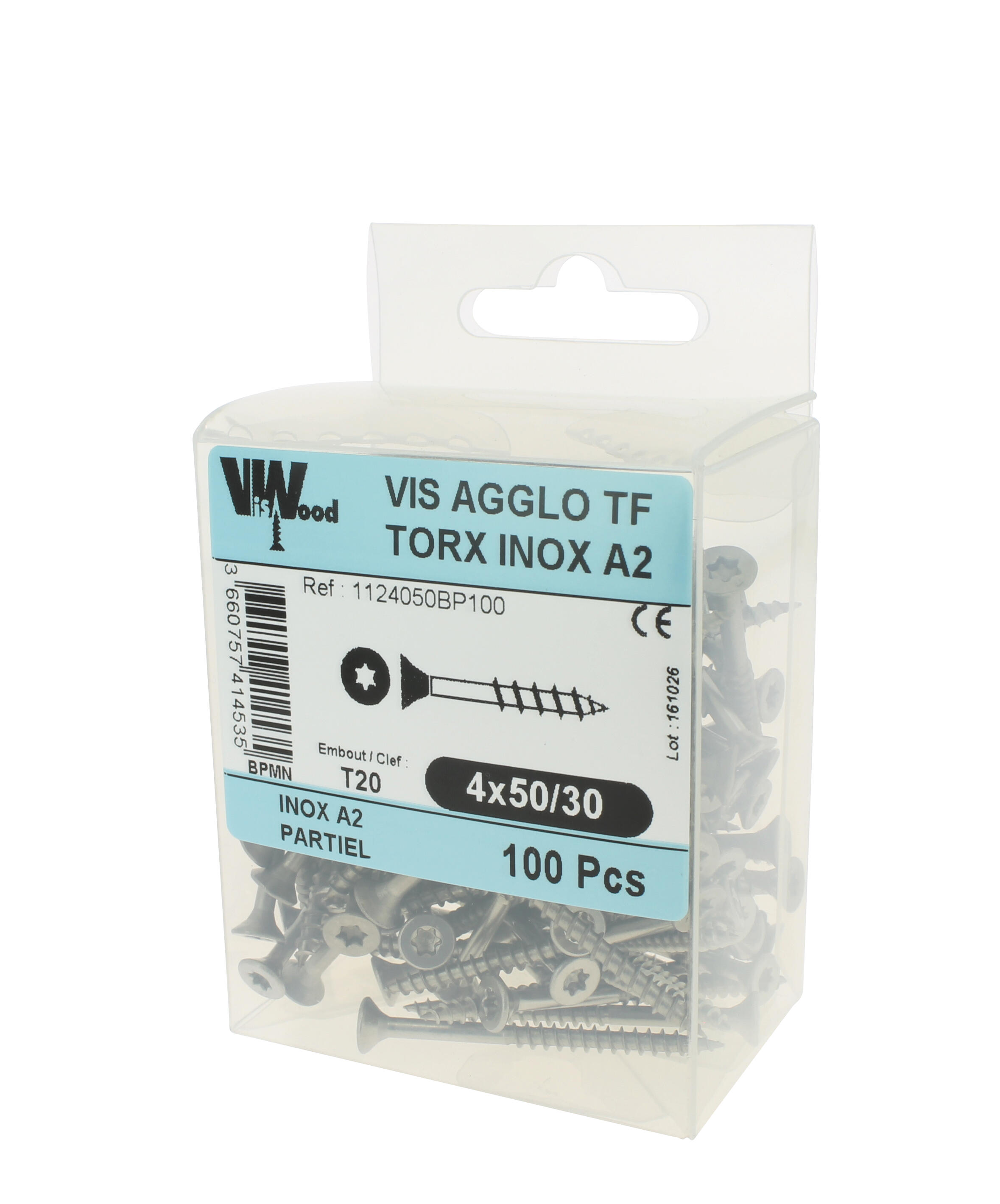 Vis bois inox A2 Diam. 4 x 50 mm Boîte de 100 - VISWOOD - 2