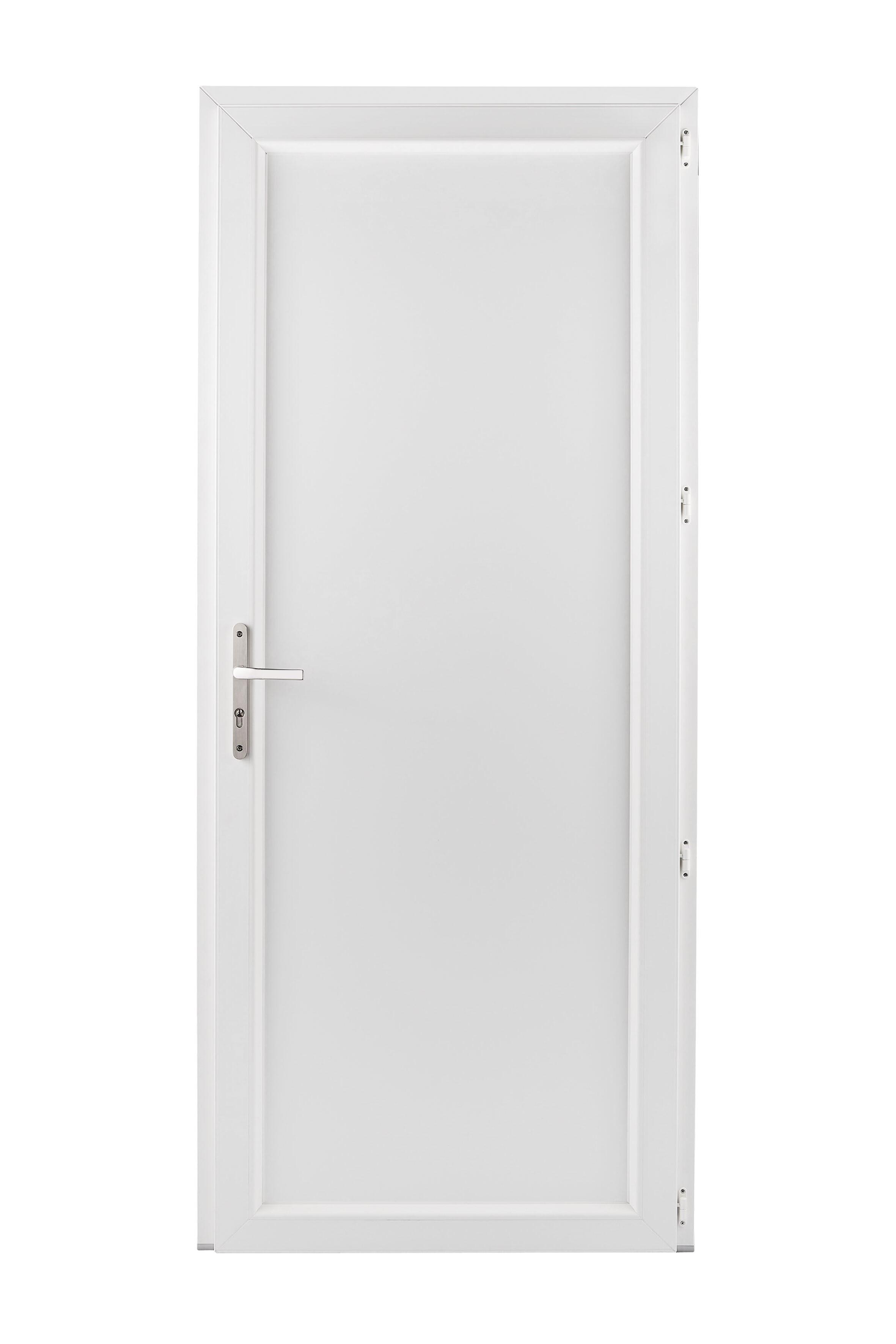 Porte de service PVC Pleine gris extérieur/blanc intérieur H.200 x l.90 cm poussant gauche  - 11