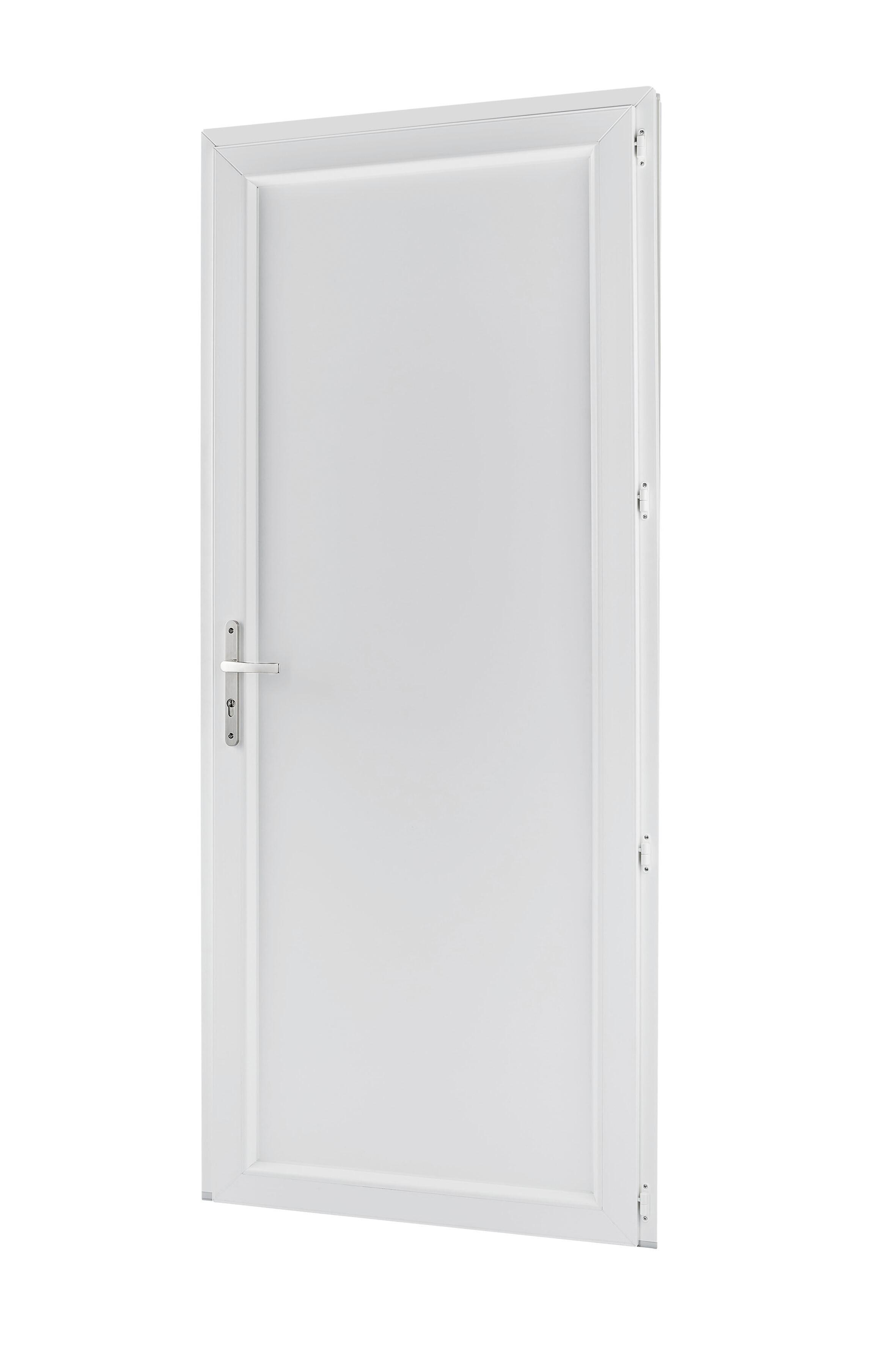 Porte de service PVC Pleine gris extérieur/blanc intérieur H.200 x l.90 cm poussant gauche  - 10