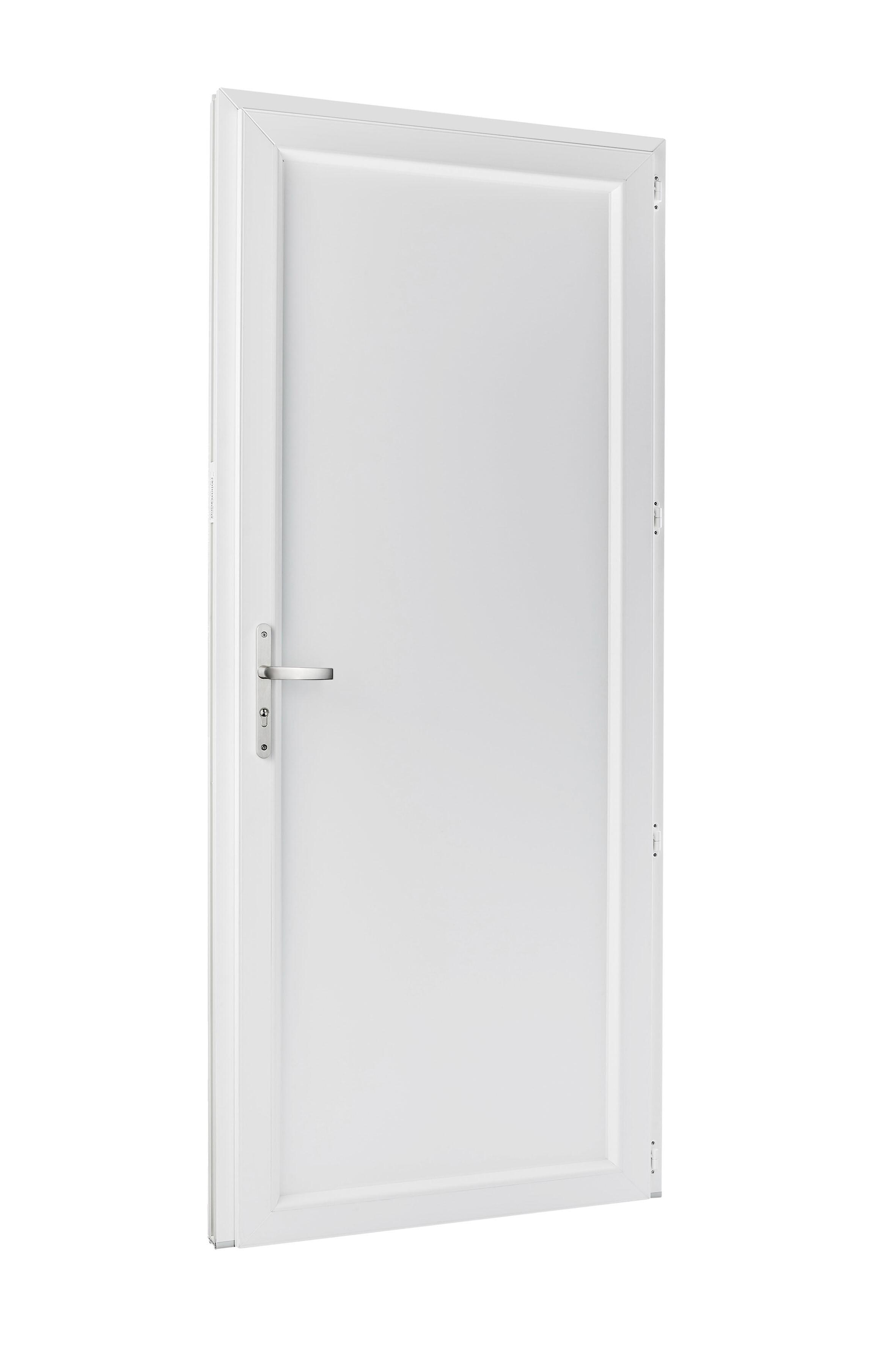 Porte de service PVC Pleine gris extérieur/blanc intérieur H.200 x l.90 cm poussant gauche  - 9