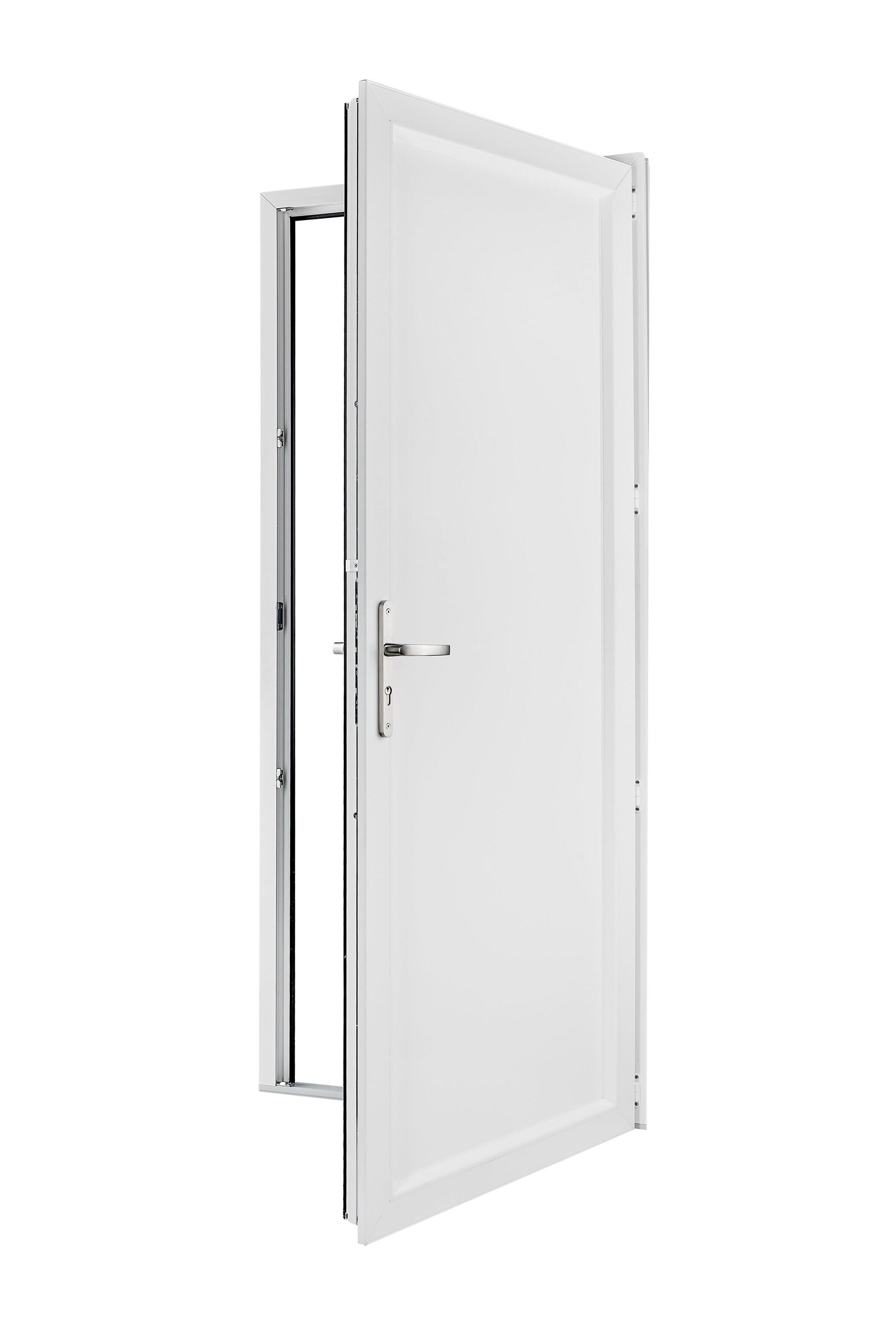 Porte de service PVC Pleine gris extérieur/blanc intérieur H.200 x l.90 cm poussant gauche  - 7