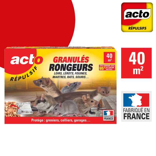 Répulsif en granulés loirs, lérots, martres, fouines, rats, souris, Reron2 ACTO