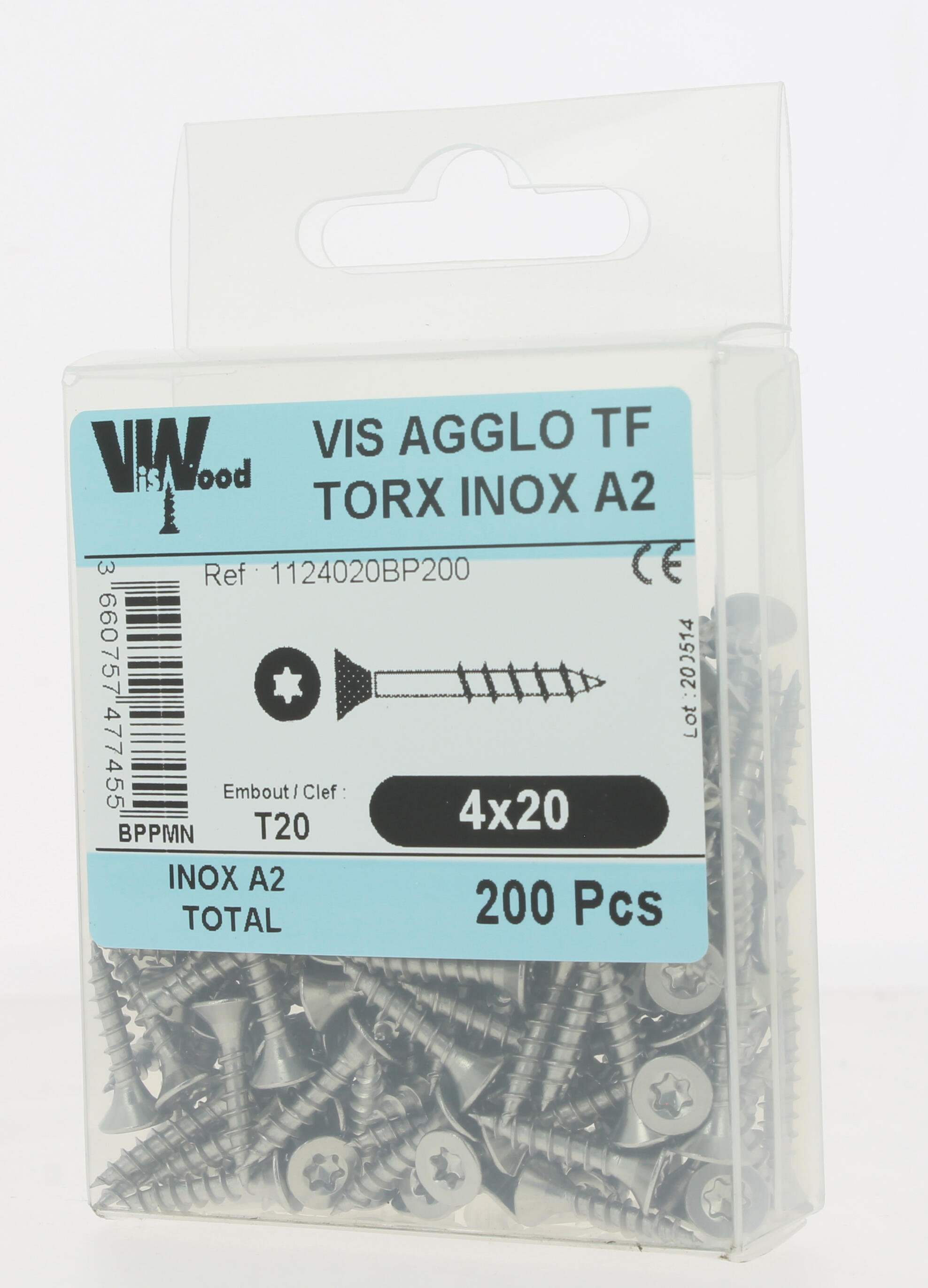 Vis bois inox A2 Diam. 4 x 20 mm Boîte de 200 - VISWOOD - 2
