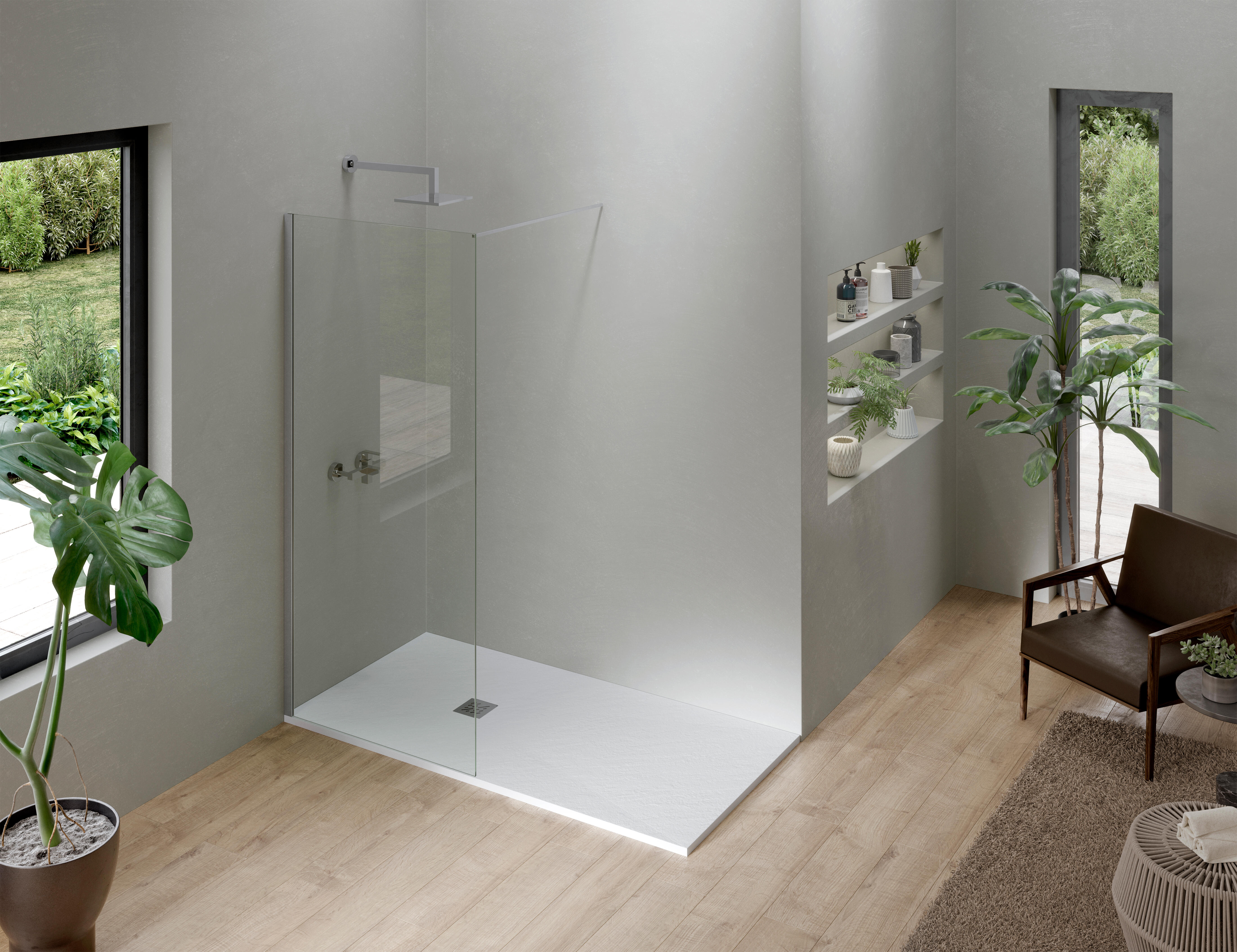 Receveur de douche extra-plat L.100 x l.80 cm Ep.2,6 cm résine blanc Senstures - 4