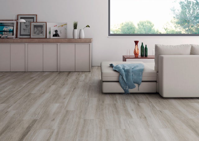 Carrelage de sol intérieur effet bois l.19 x L.57 cm - Sandalo Taupe