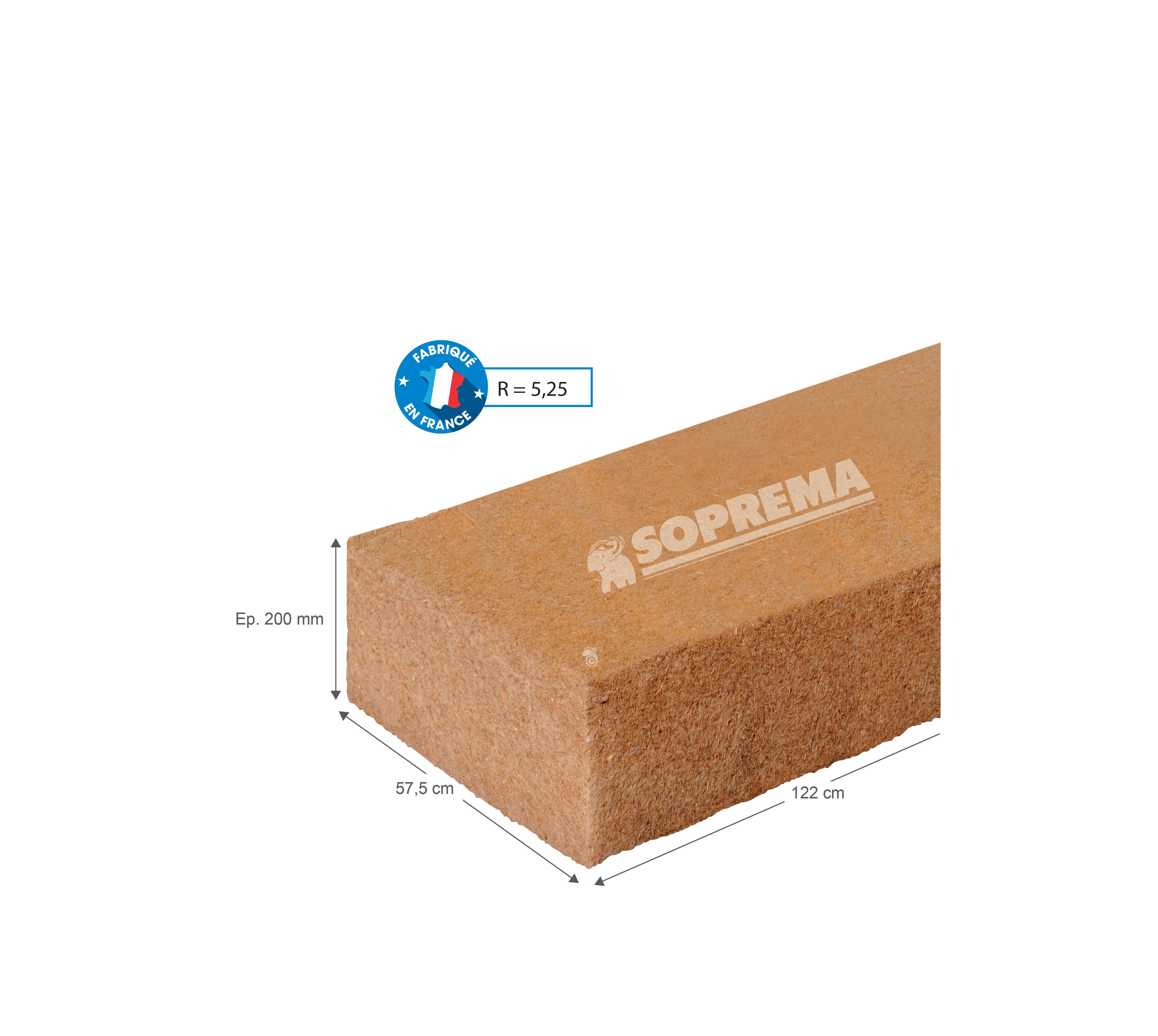 Lot de 2 panneaux isolants en fibre de bois 122x57,5cm Ep.20cm, R=5,25 - SOPREMA - 4