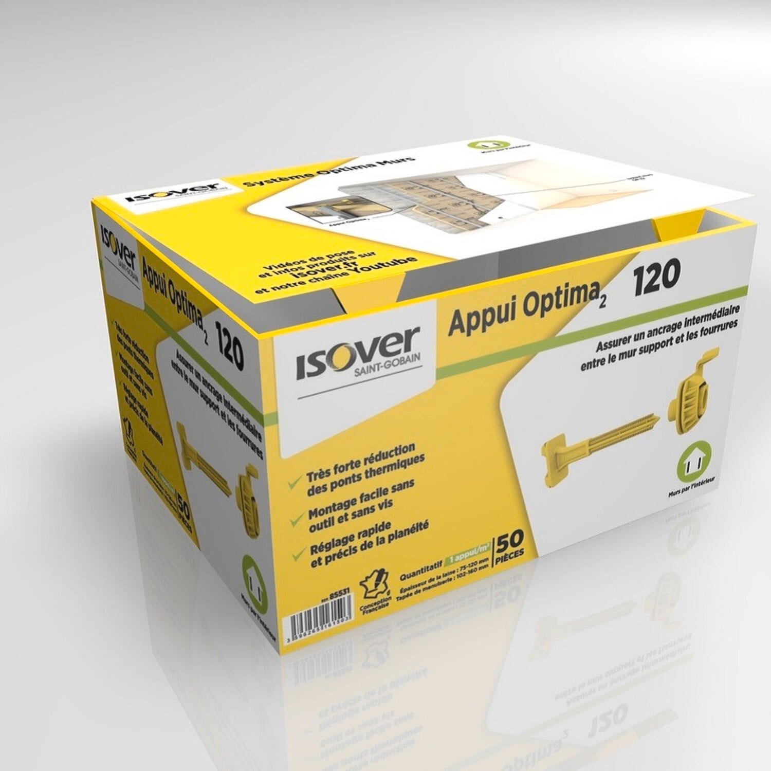 Boîte de 50 appuis Optima2 Long.120 mm - ISOVER - 6