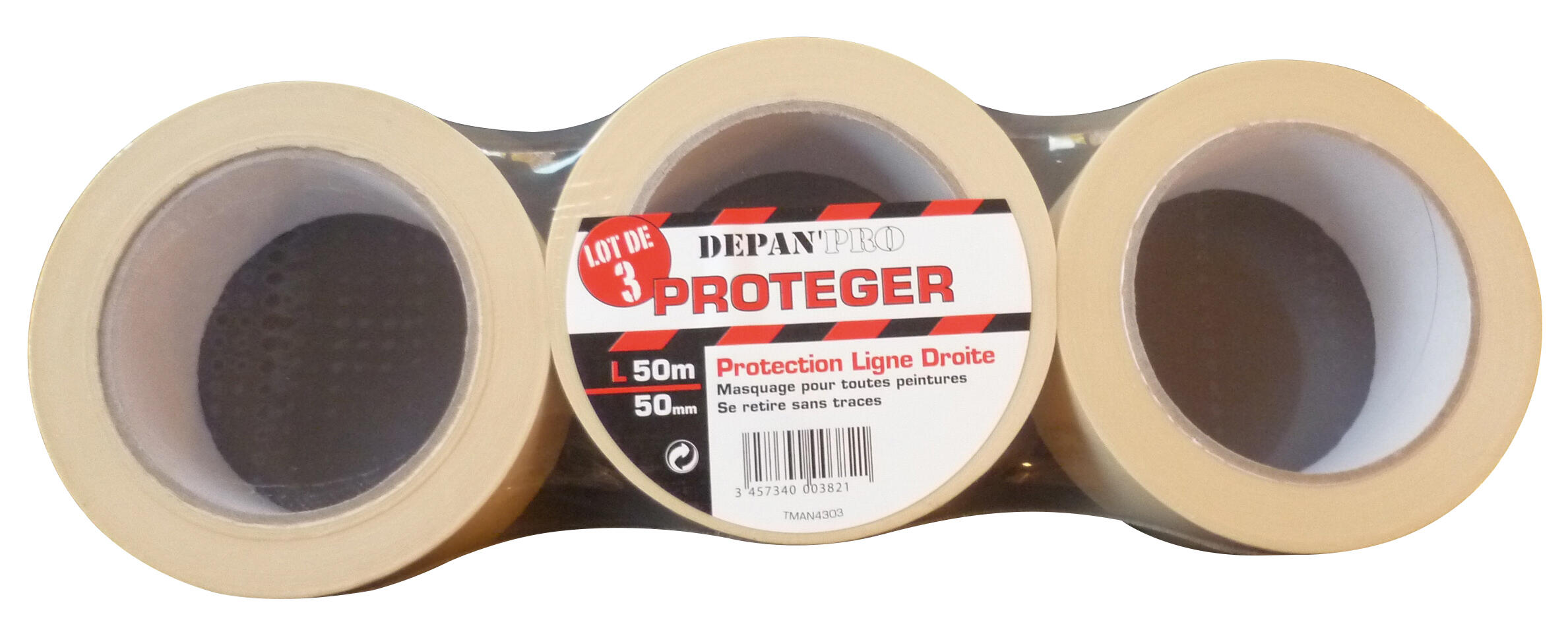 Ruban de masquage adhésif pour surfaces lisses l.50 mm x L.50 m (lot de 3) - 3