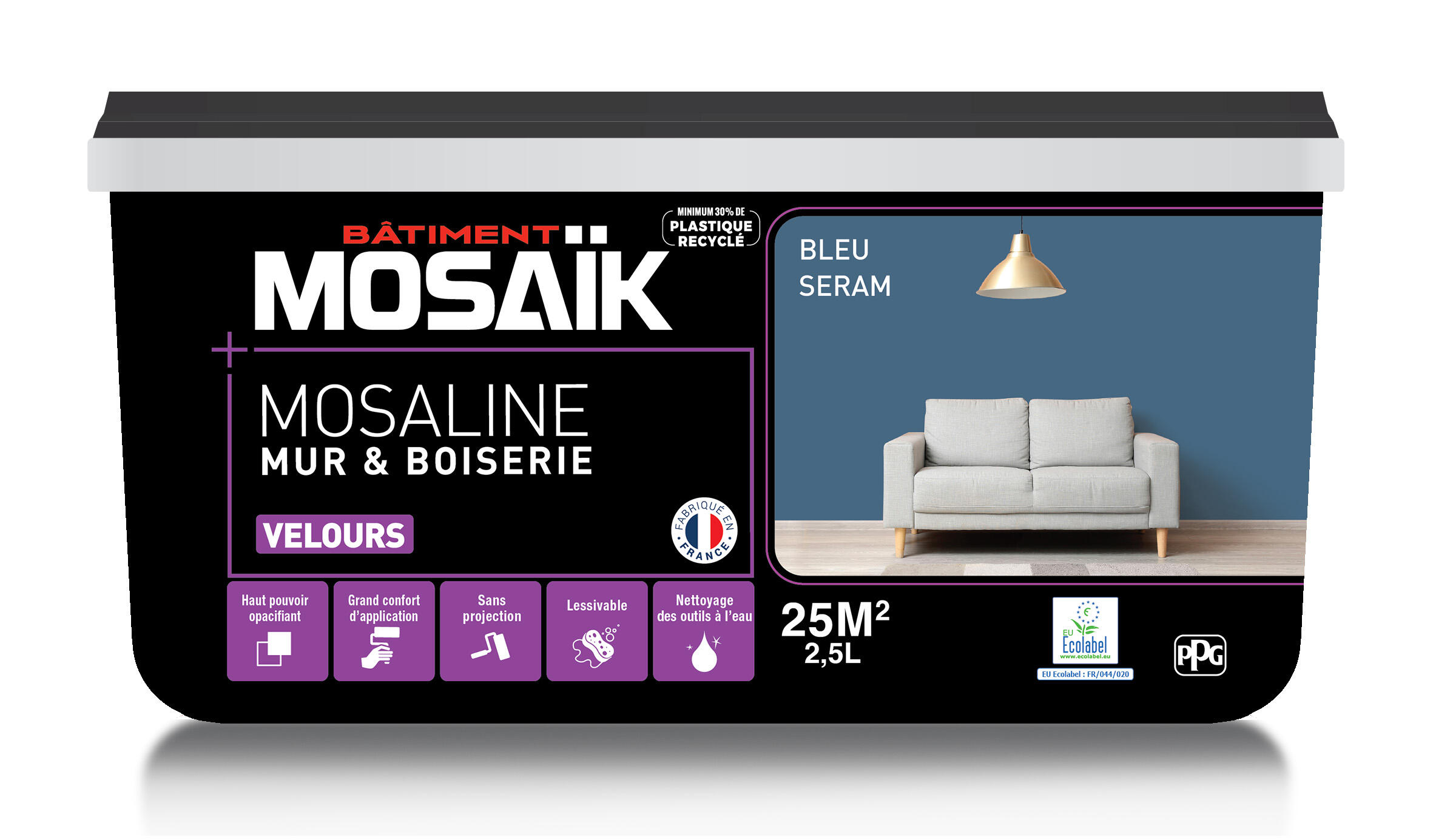 Peinture intérieure multi support acrylique velours bleu seram 2,5 L Mosaline - MOSAIK - 4