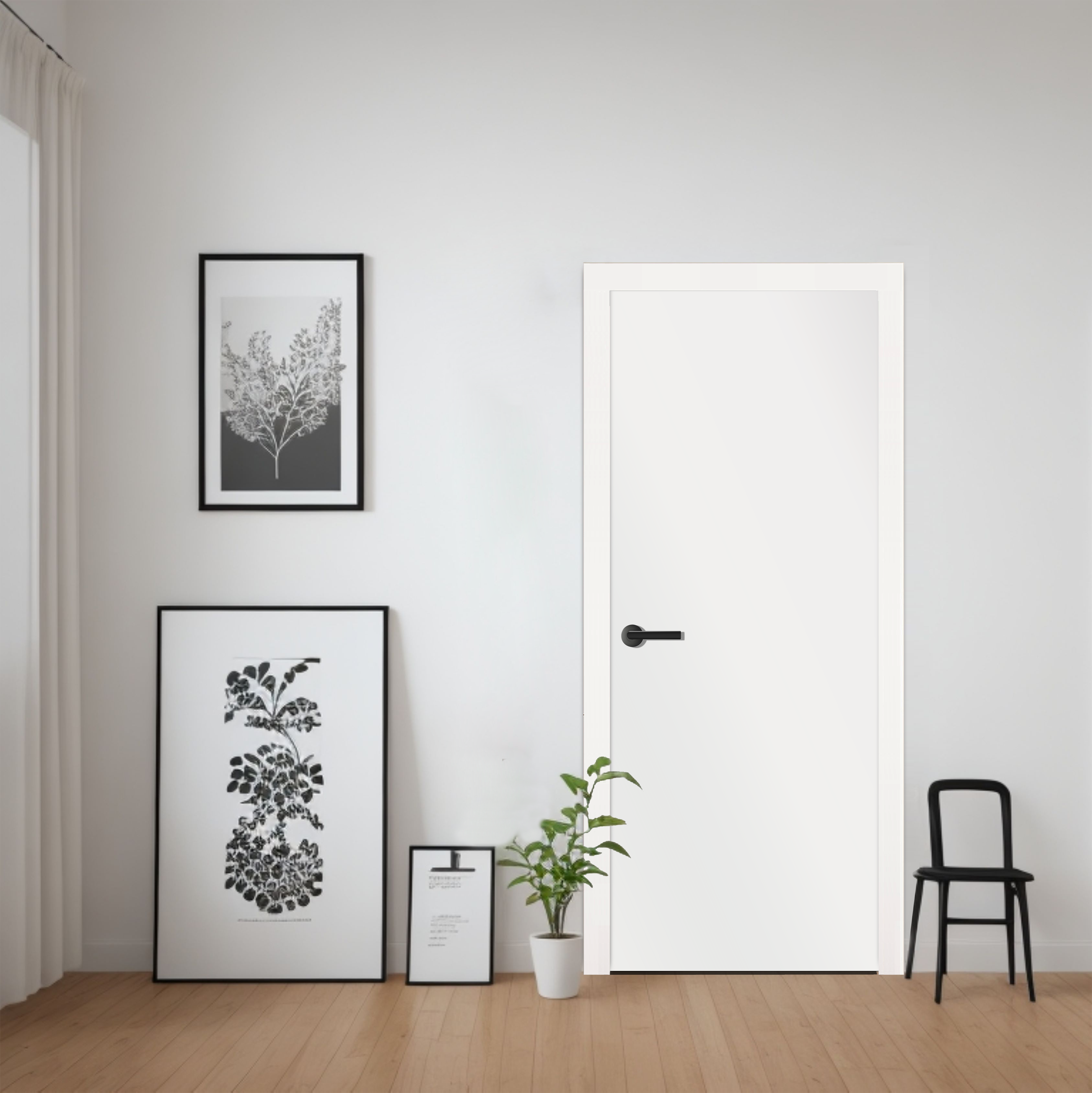 Bloc-porte, sapin huisserie 88mm, H.204 x l.73 cm, poussant droit - 2