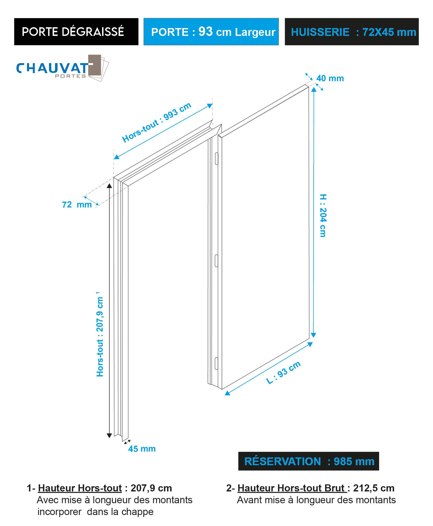 Bloc-porte, sapin Isoplane huisserie 72mm H.204 x l.93 cm, poussant gauche - 8
