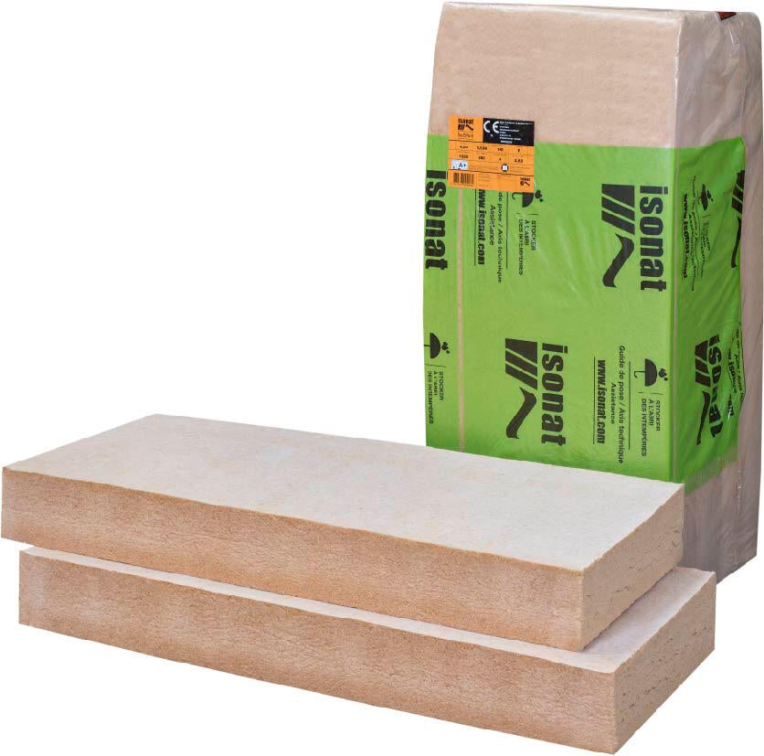 Lot de 4 panneaux fibre de bois EP.145cm Long. 122x larg.60cm  R=4.00 FLEX 55 ISONAT - 2