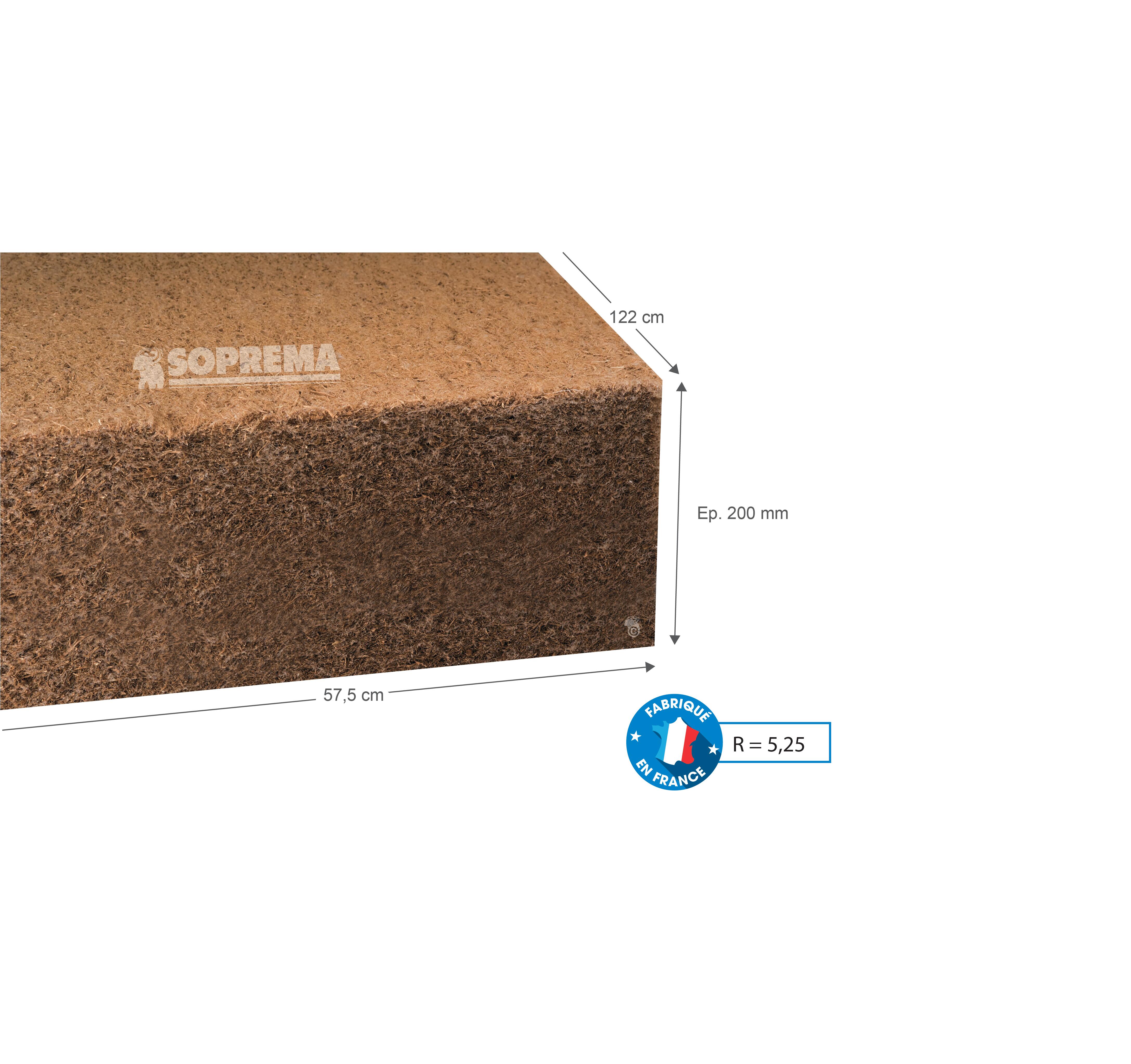 Lot de 2 panneaux isolants en fibre de bois 122x57,5cm Ep.20cm, R=5,25 - SOPREMA - 3