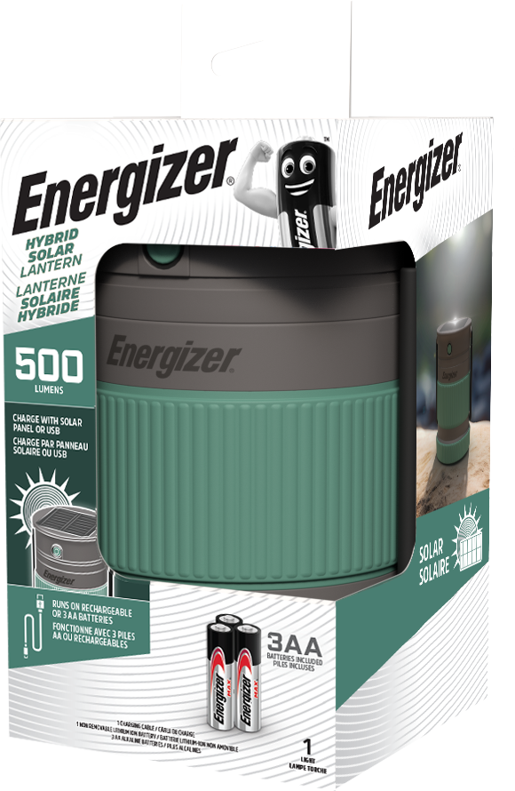 Linterna LED ENERGIZER camping híbrida-solar 500 lúmenes - 26