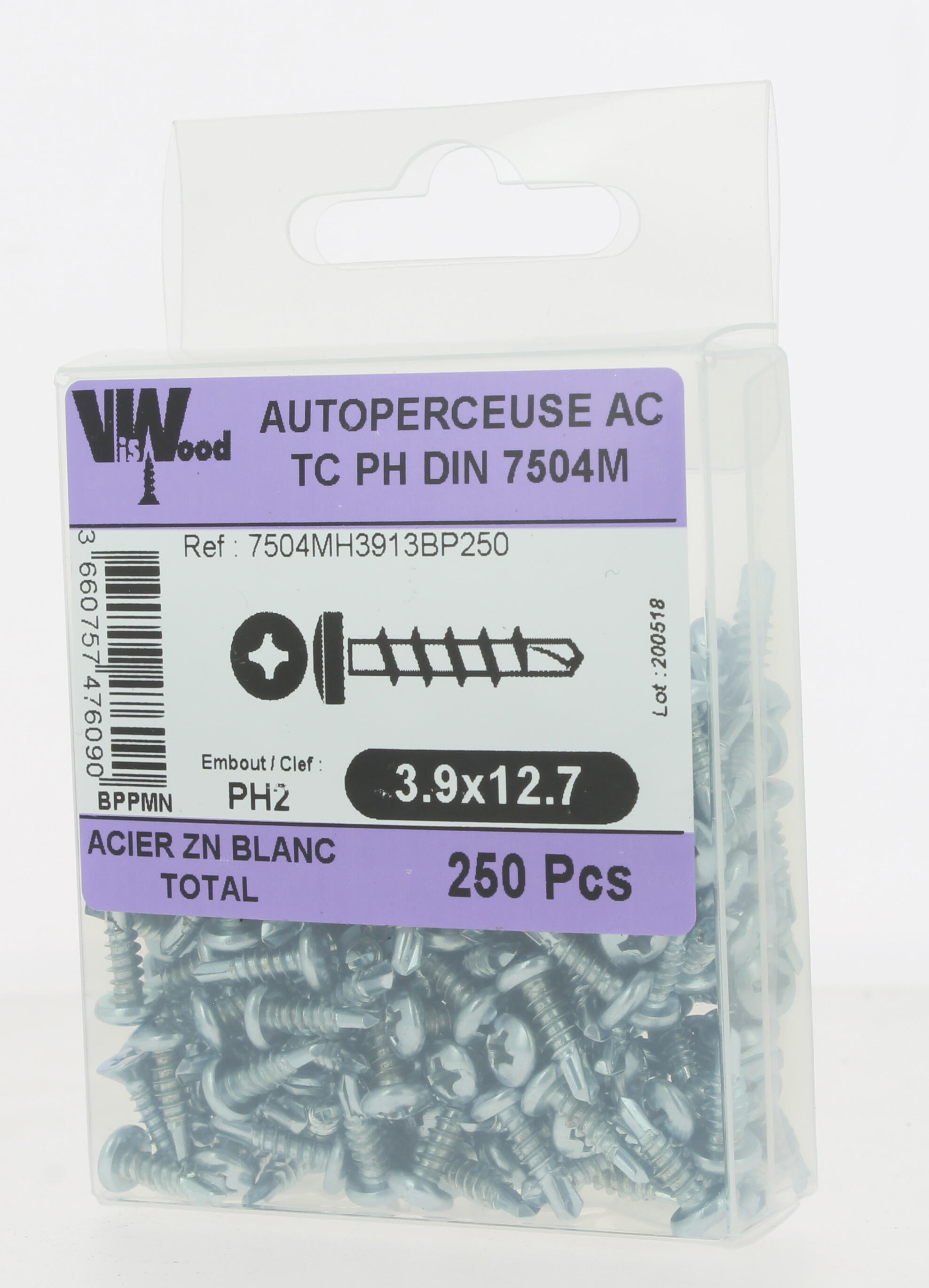 Vis autoforeuse Diam. 3,9 x12,7 mm Boîte de 250 - VISWOOD - 3
