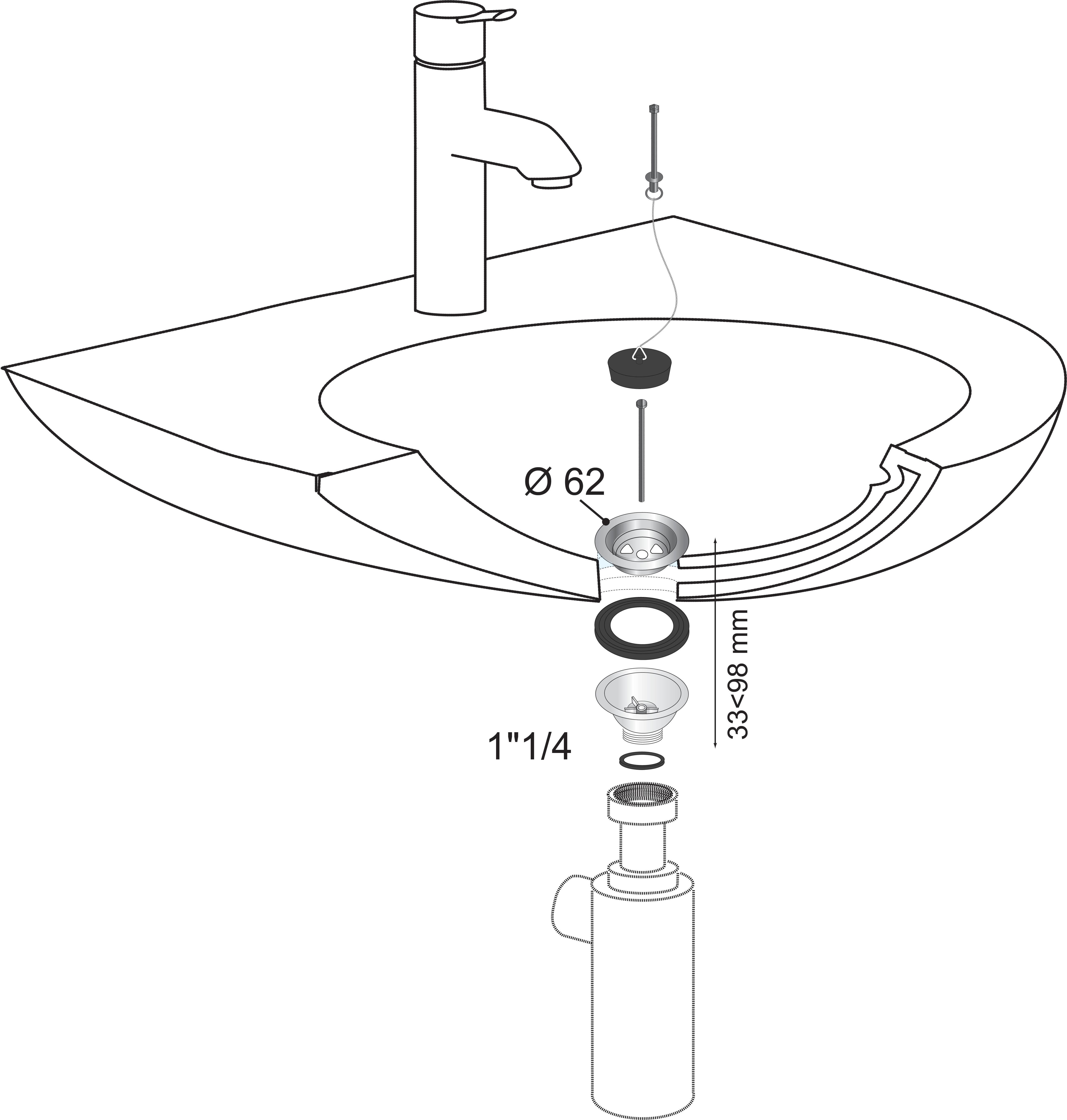 Bonde lavabo à bouchon en plastique Diam.40 mm - WIRQUIN PRO - 2