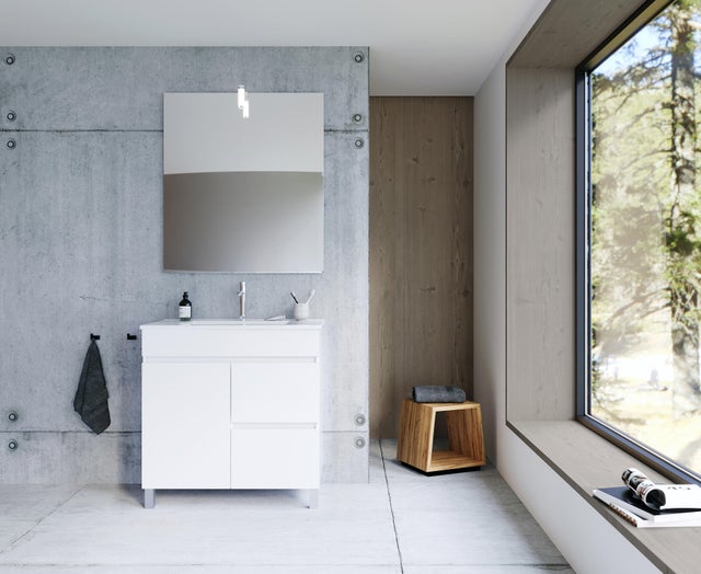 Móvel de casa de banho chão 1 gaveta 2 portas 80x45x81 cm branco brilhante Aml Zeus