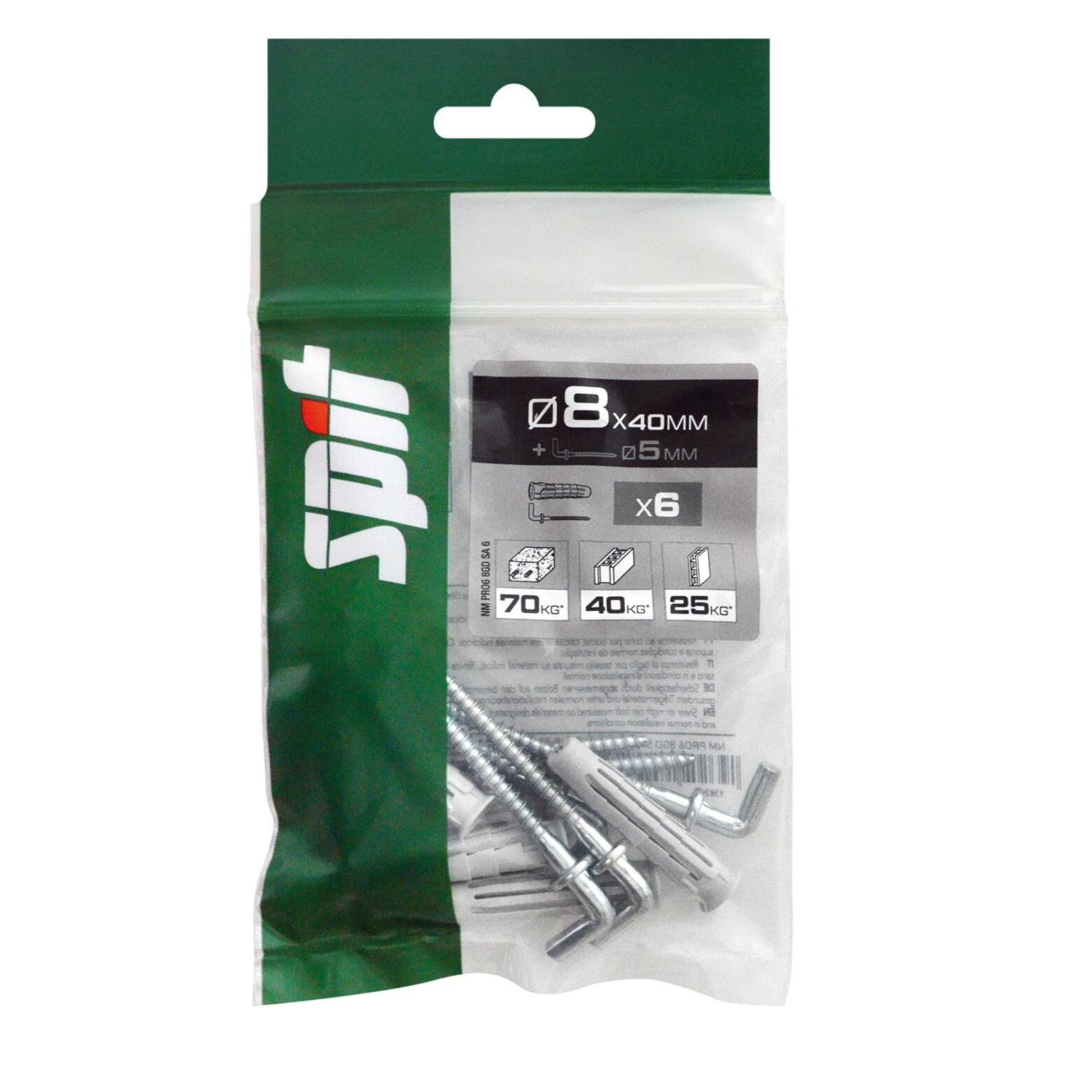 Cheville nylon avec gond multi-matériaux Diam.8 mm x 40 mm - SPIT Pro6 (lot de 6) - 2