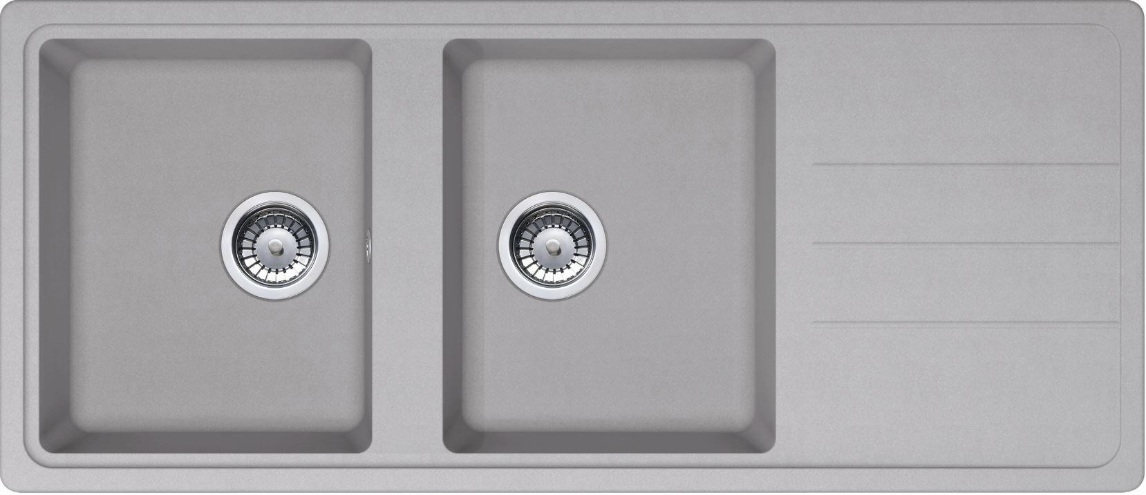 Evier à encastrer Platinium 2 cuves en Minéralite - 