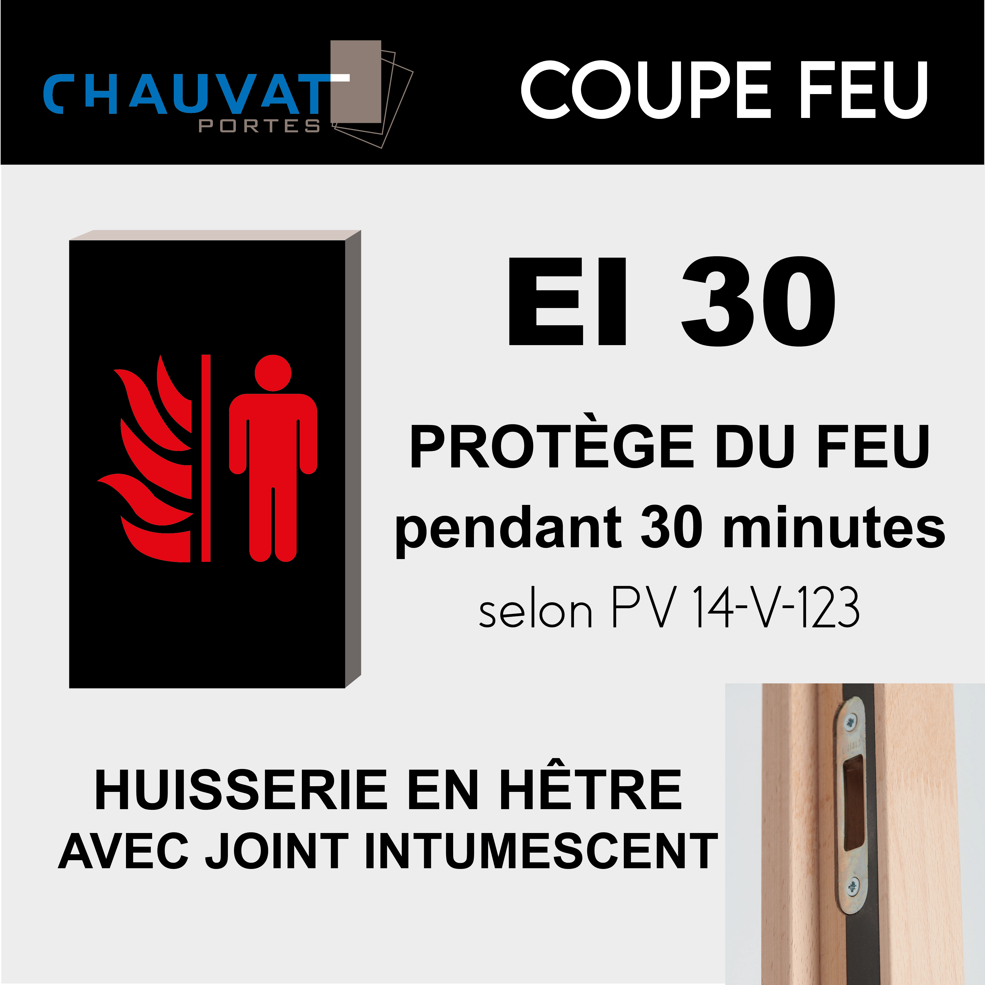 Bloc-porte coupe-feu isoplane Ei30 serrure 3pts H.204 x l.83cm, poussant gauche - 6