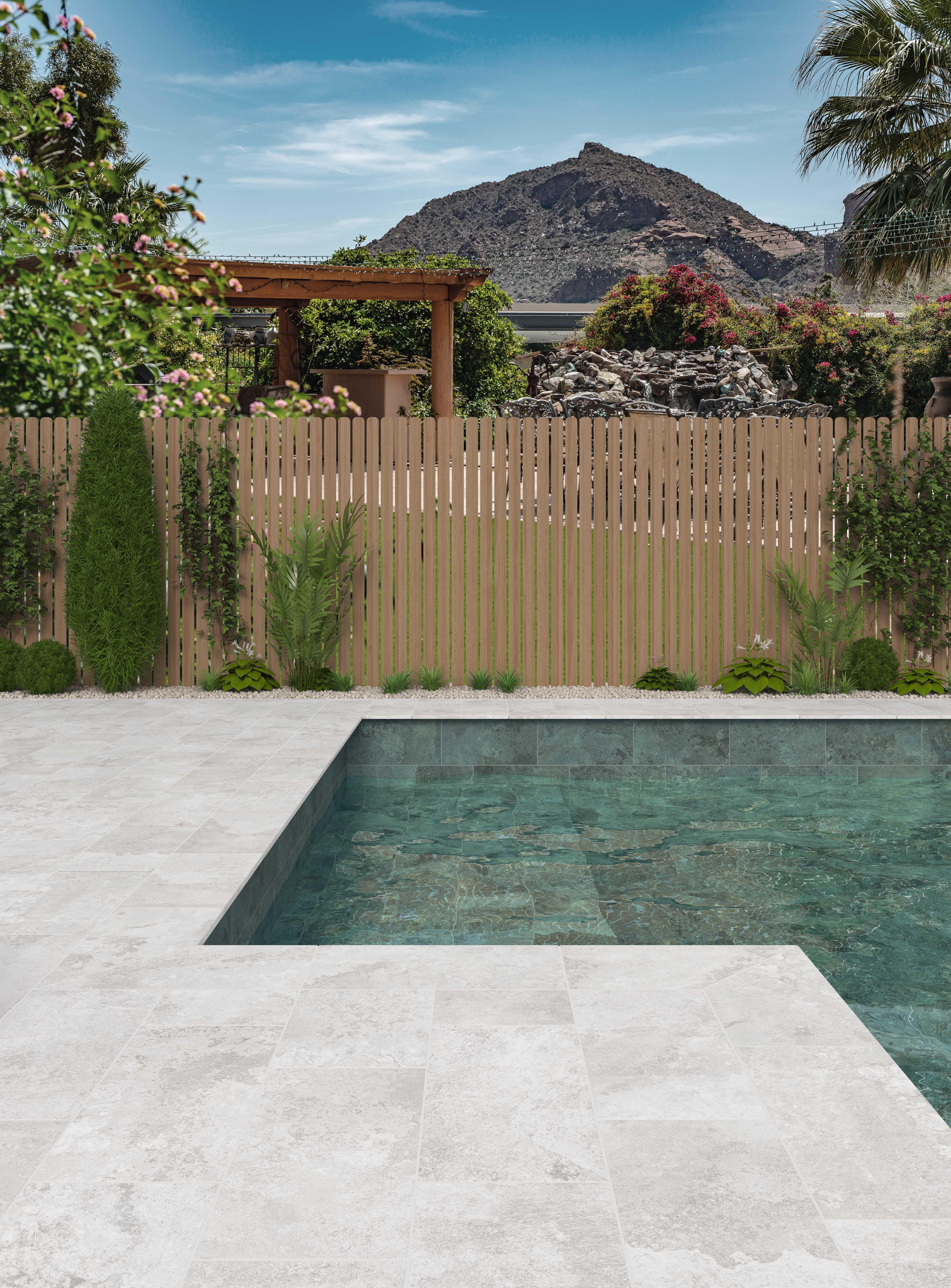 Suelo piscina porcelánico Ibor efecto piedra blanco 30.3x61.3 cm C3 ECOCERAMIC - 2
