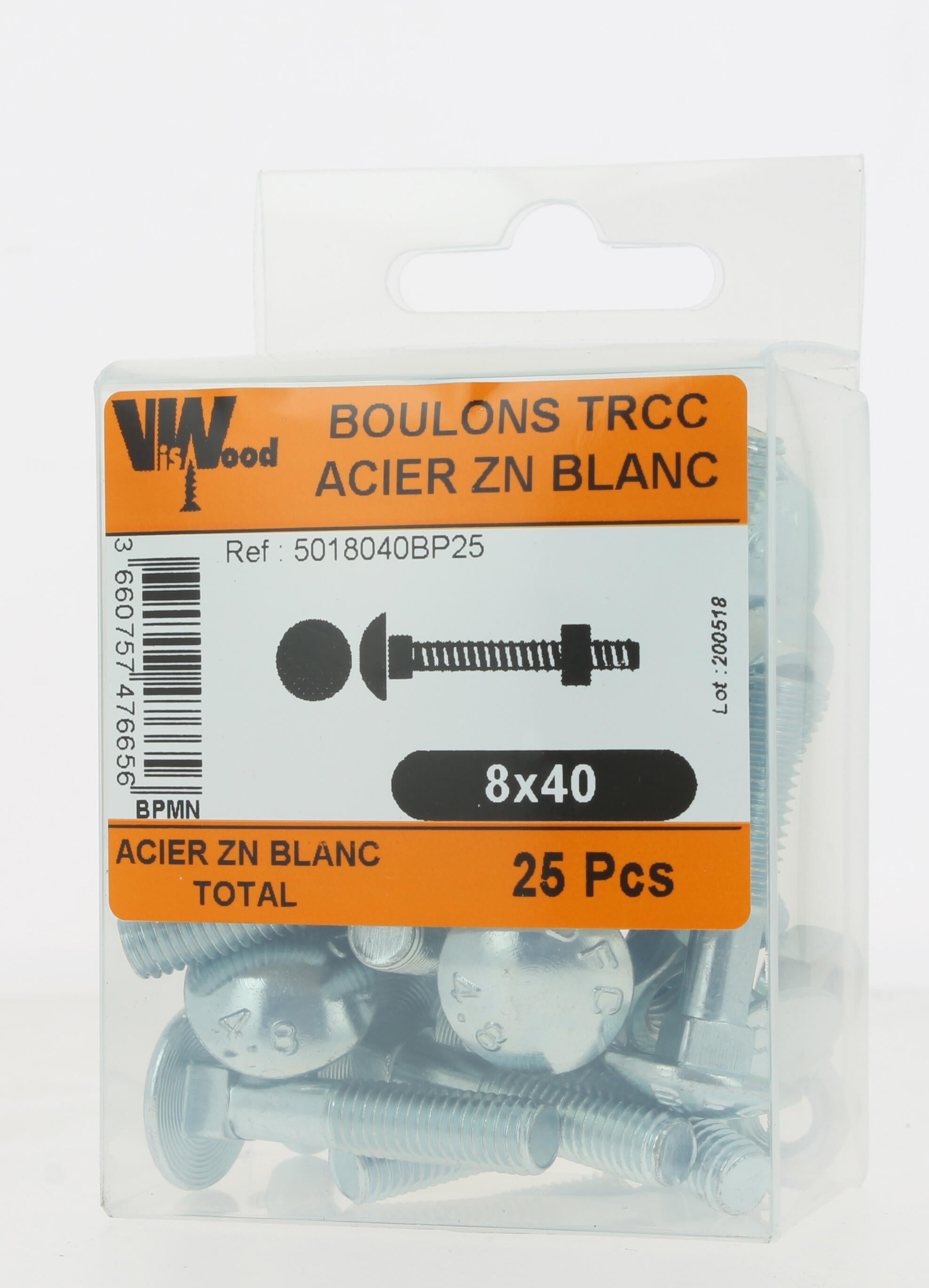 Boulon Diam.8 mm tête ronde collet carré Boîte de 25 - VISWOOD - 3