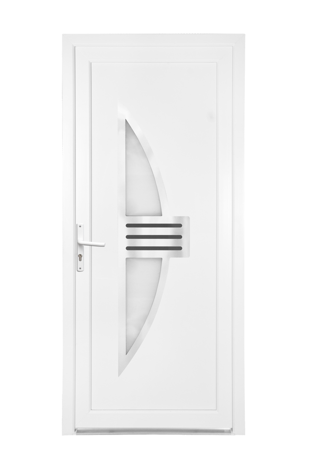 Porte d'entrée PVC blanc poussant droit H.215 x l.90 cm Neptune
