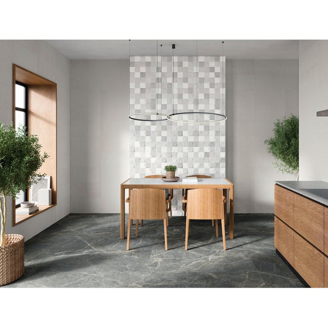 Carrelage mural intérieur effet pierre l.30 x L.60 cm - Mita Blanc