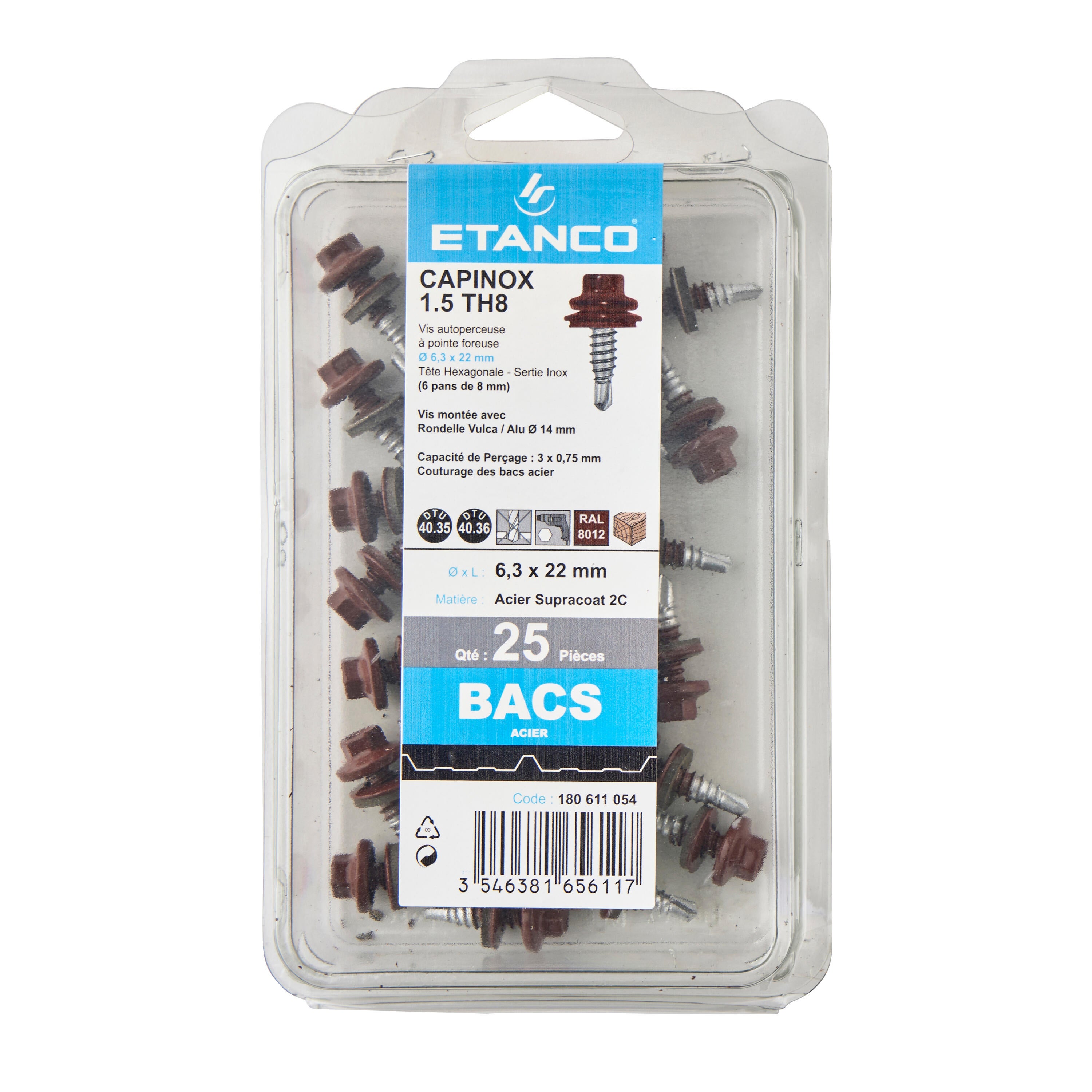 Vis autoforeuse Diam. 6,3 x 22 mm Boîte de 25 - ETANCO - 3