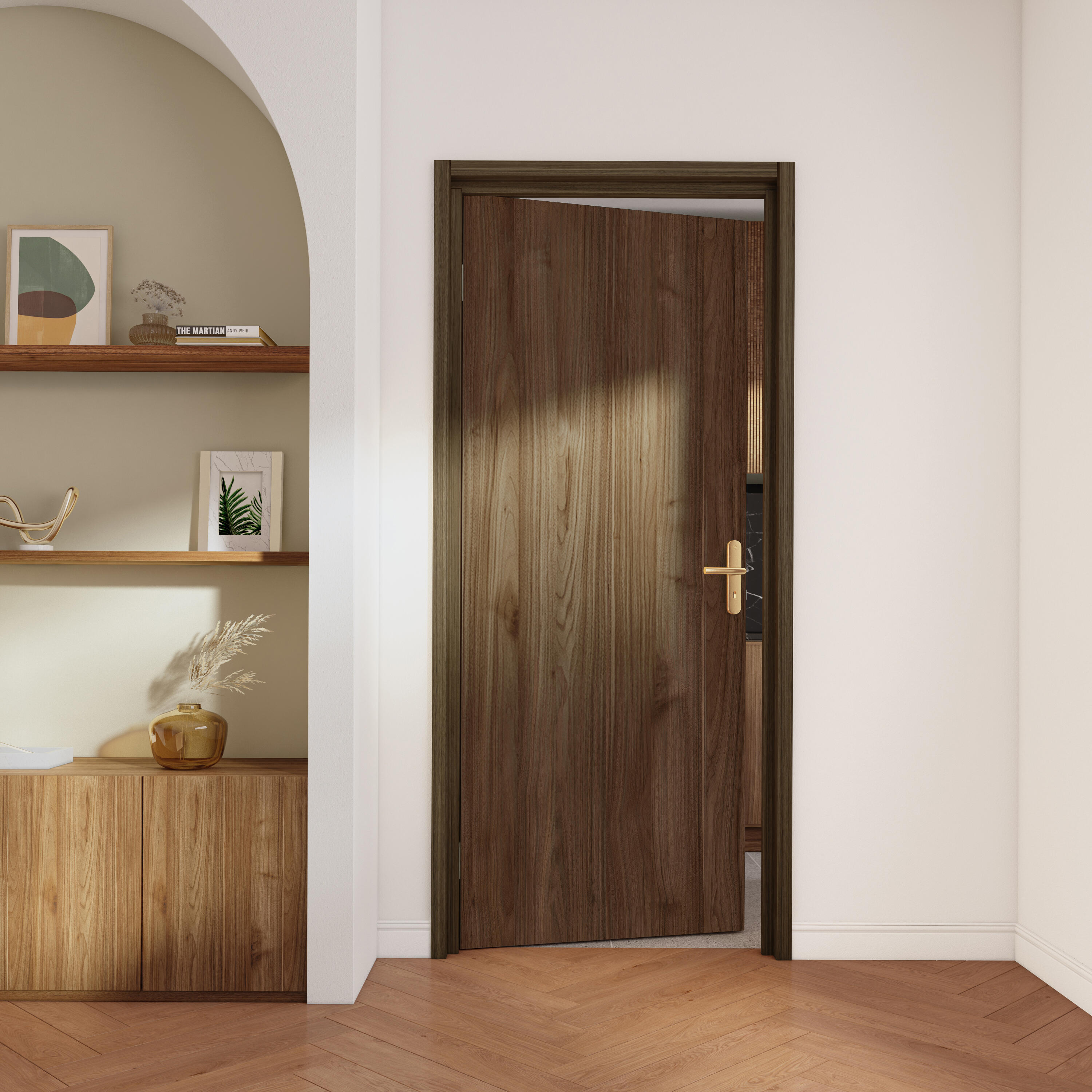 Bloc-porte fin de chantier Lia noyer, H.204 x l.73 cm, réversible - 4