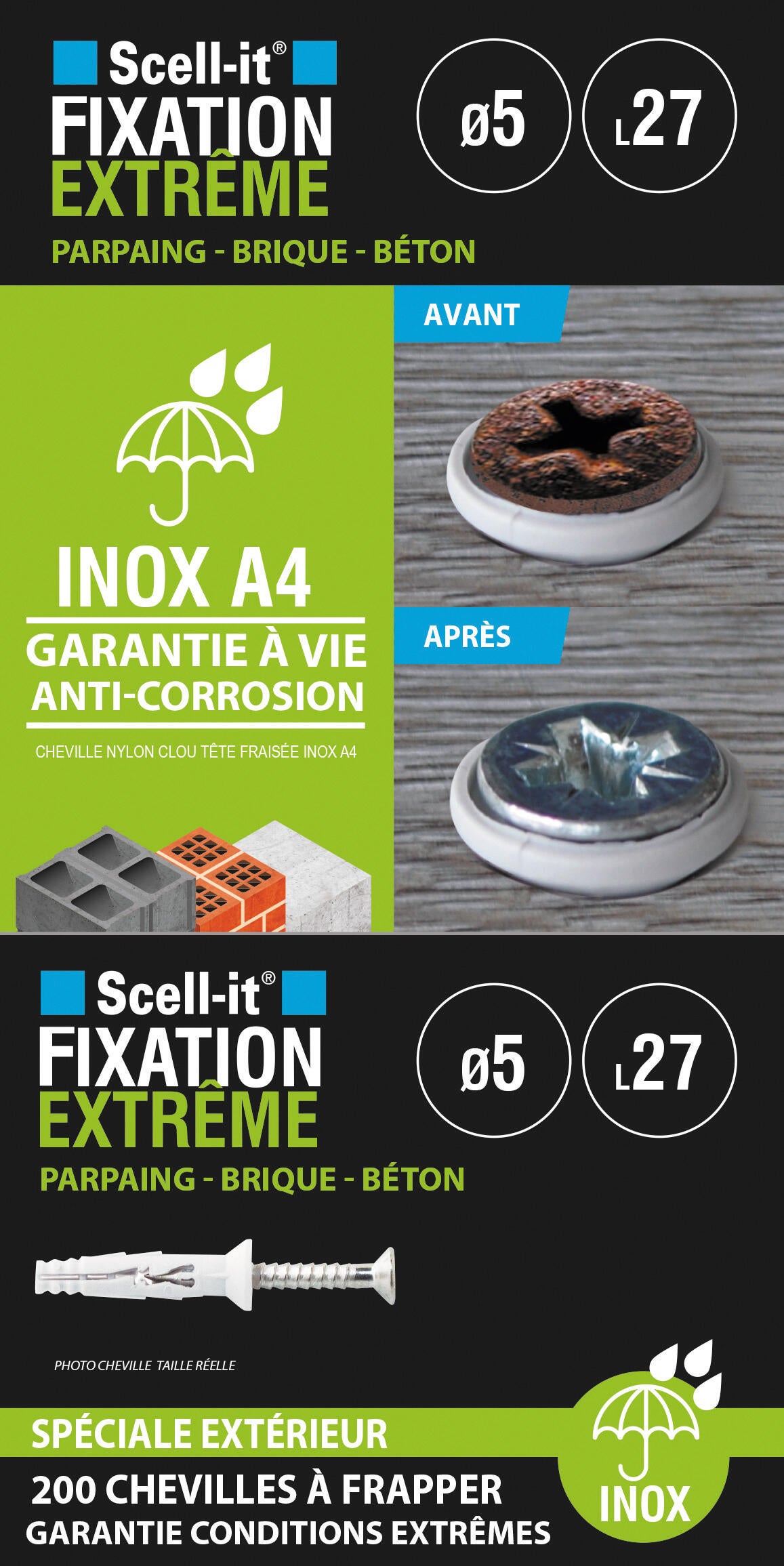 Cheville clou tf inox a4 5x27 200pcs - 3