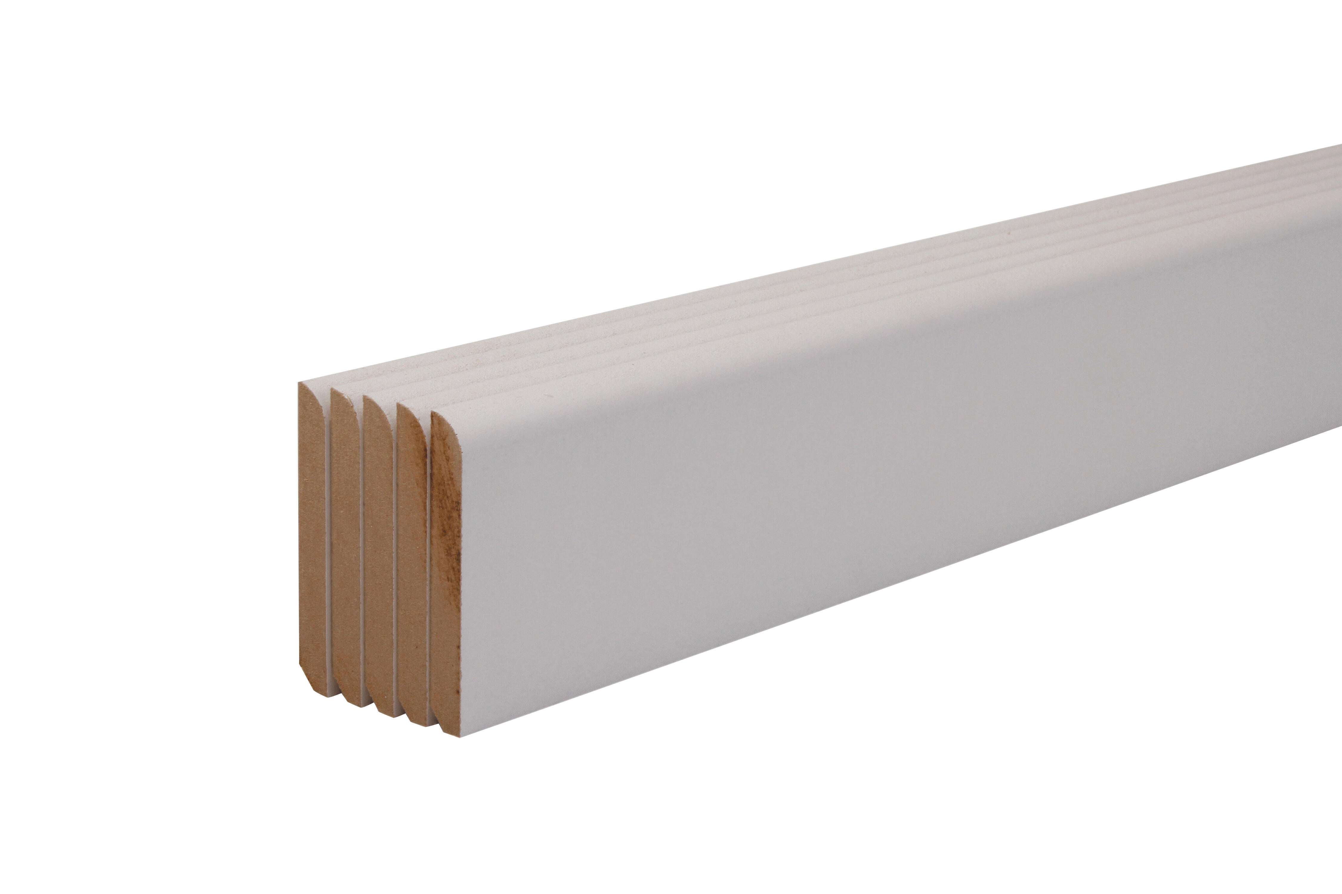 5 plinthes MDF blanc H.6,8 x Ep.0,9 cm Long.2m Prépeint - 2