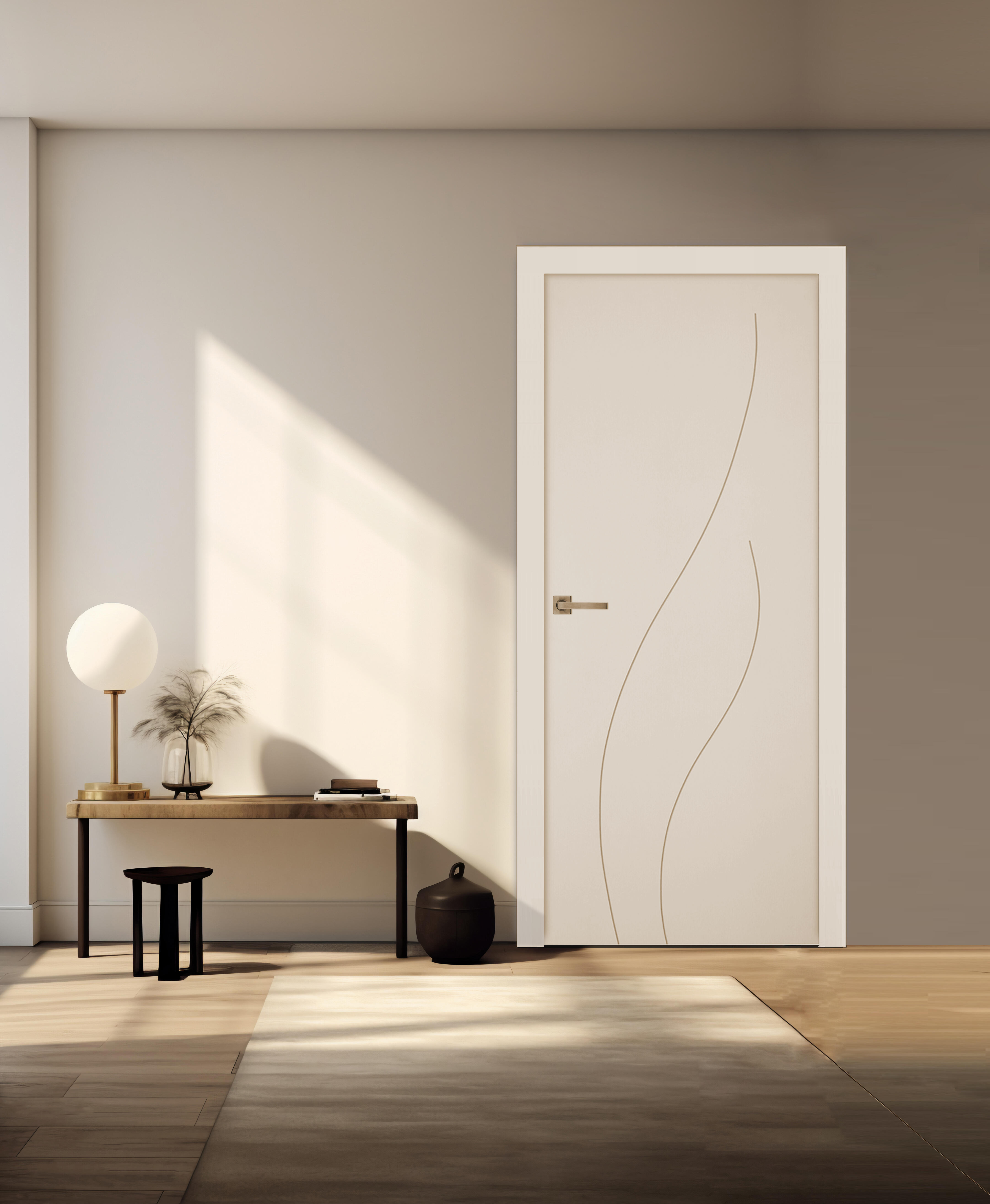 Bloc-porte, sapin Swing blanc, gravé H.204 x l.83 cm, poussant gauche - 2