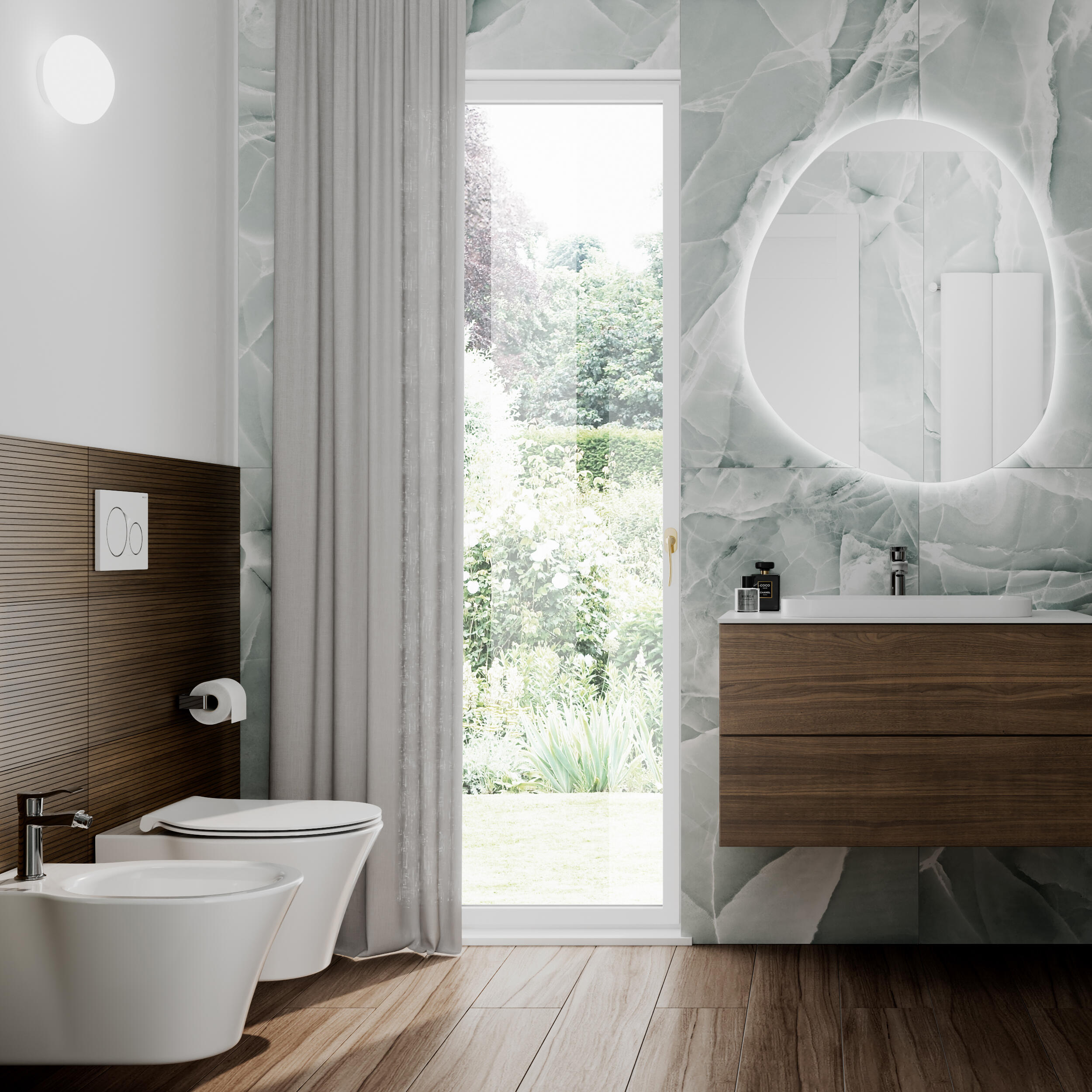 Specchio con illuminazione integrata bagno ovale Eklettica L 90 x H 78 x P 2.5 cm grigio / argento - 2