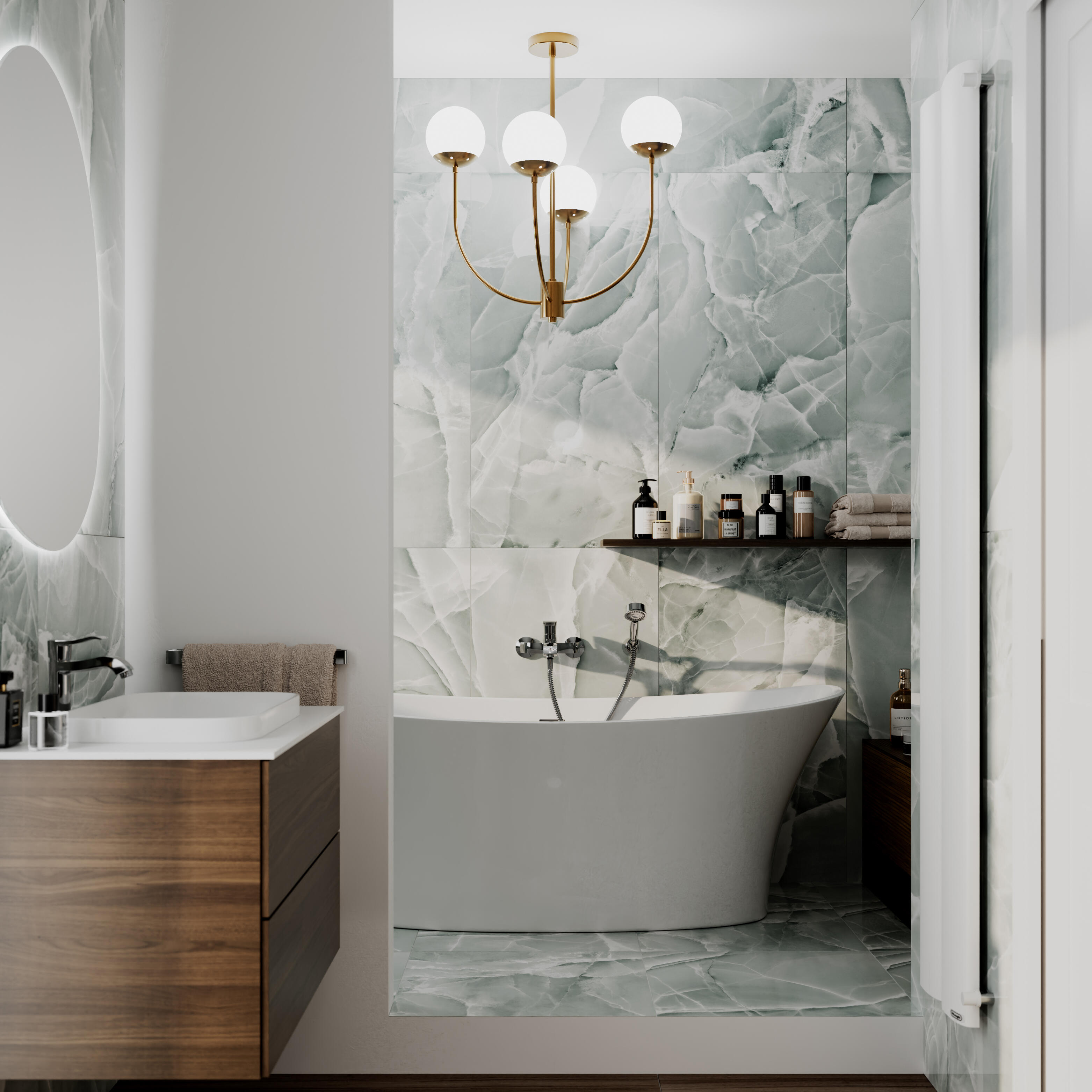 Lampadario Glamour Themys oro paralume bianco 4x E14 Ø63.5cm LUCE AMBIENTE DESIGN - 2