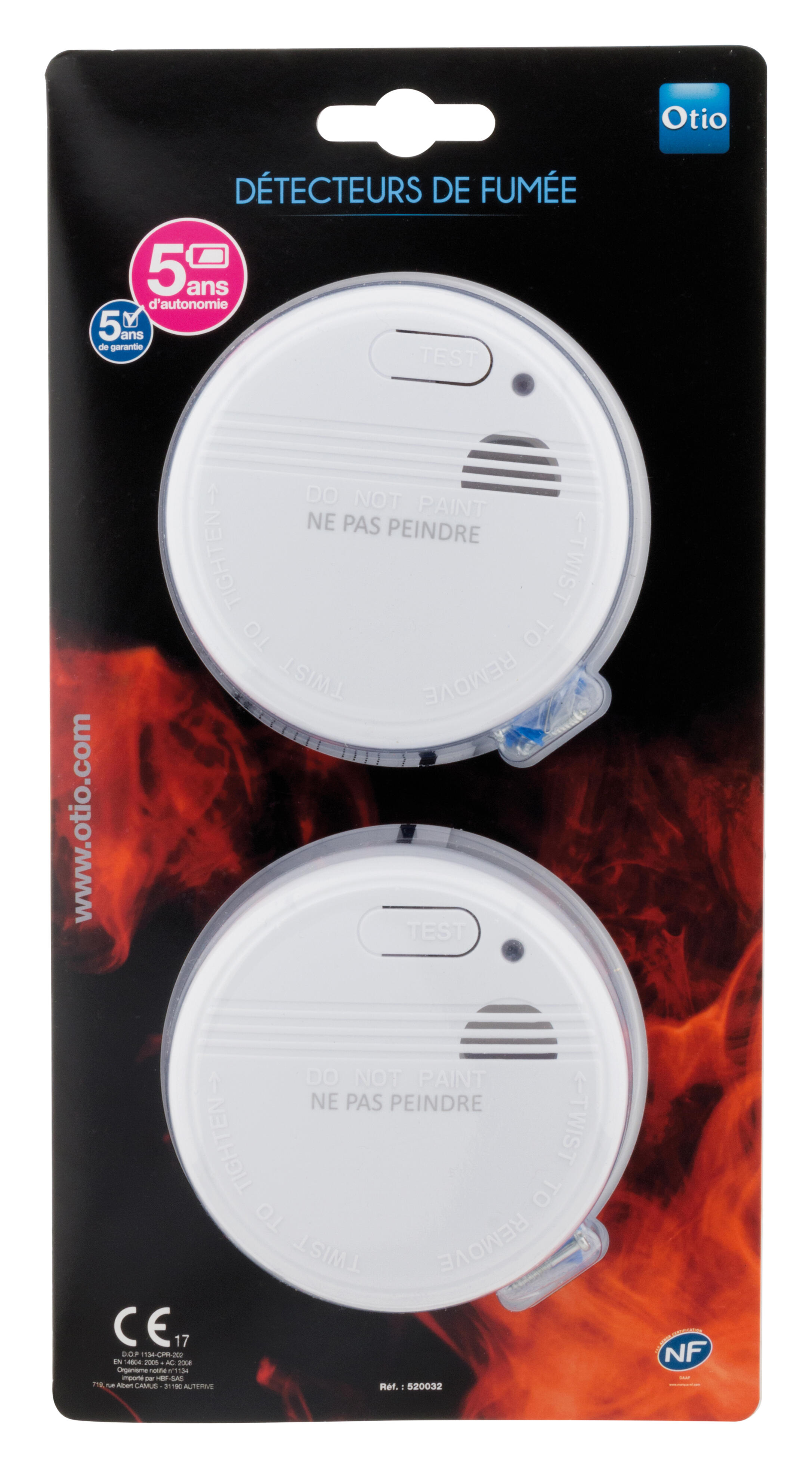 Lot de 2 détecteurs de fumée NF 5 ans - 2