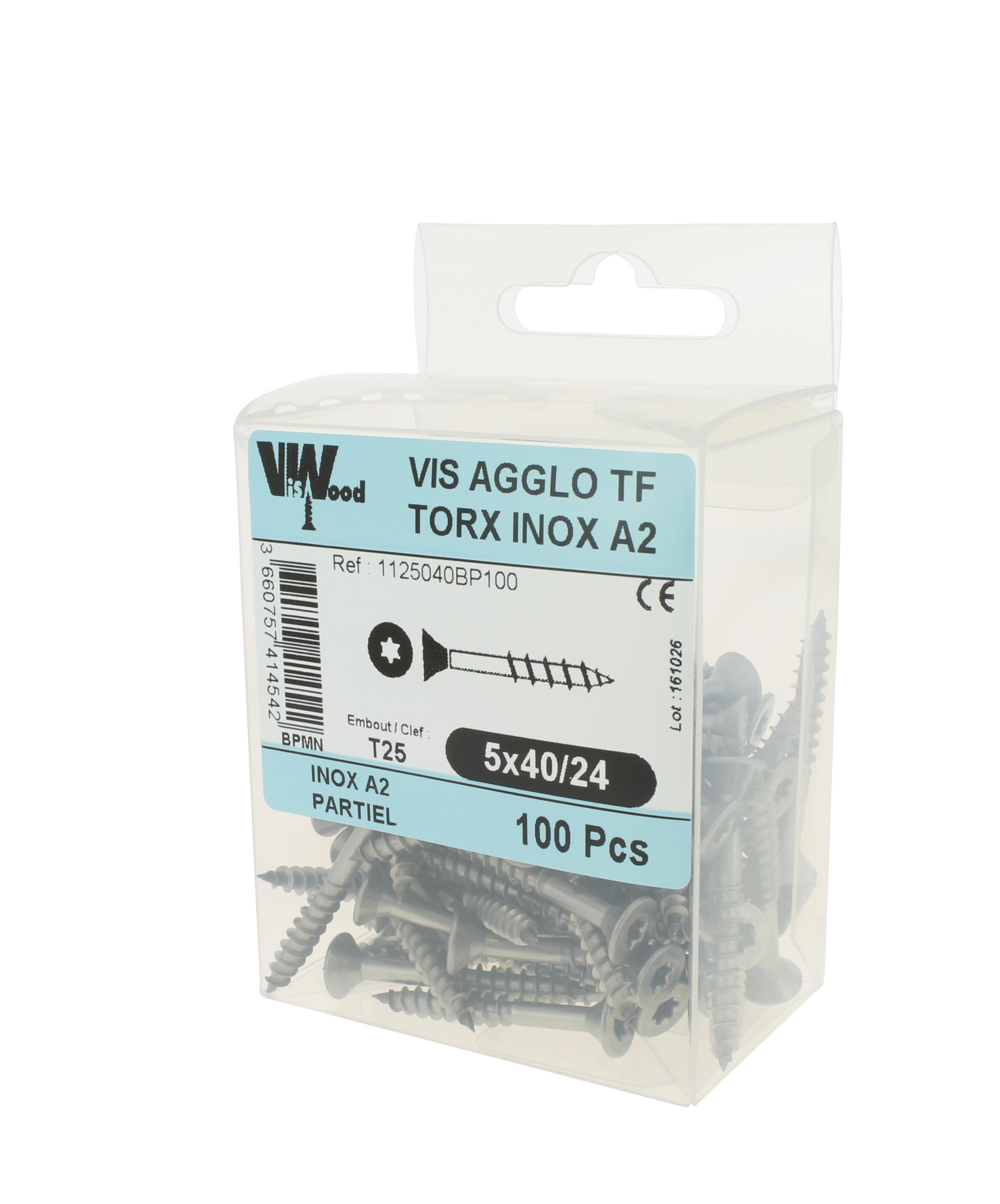 Vis bois inox A2 Diam. 5 x 40 mm Boîte de 100 - VISWOOD - 2