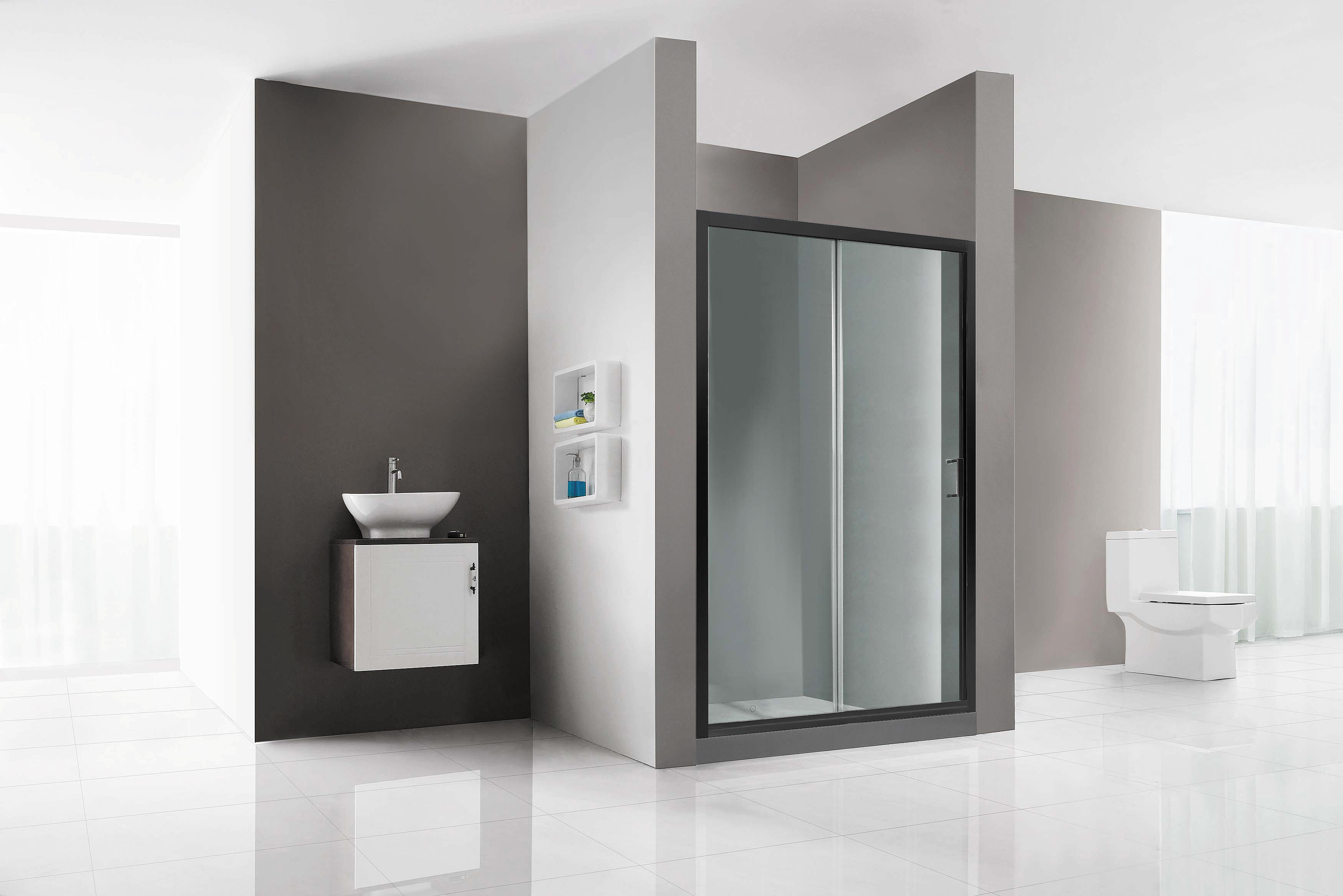Porte de douche coulissante noire mat l.140 x H.190 x Ep.0,05 cm Kailin - 3