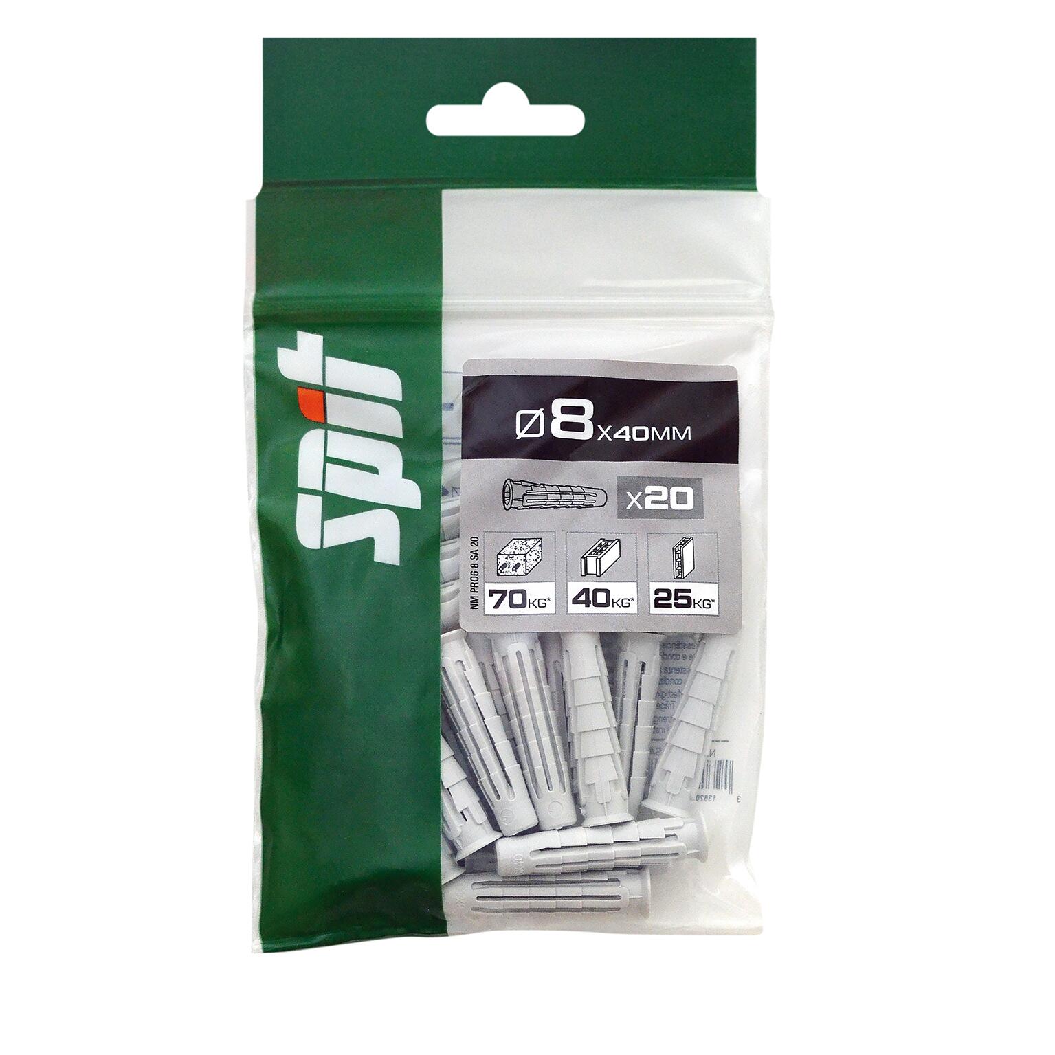 Cheville nylon multi-matériaux Diam.8 mm x 40 mm - SPIT Pro6 (lot de 20) - 2