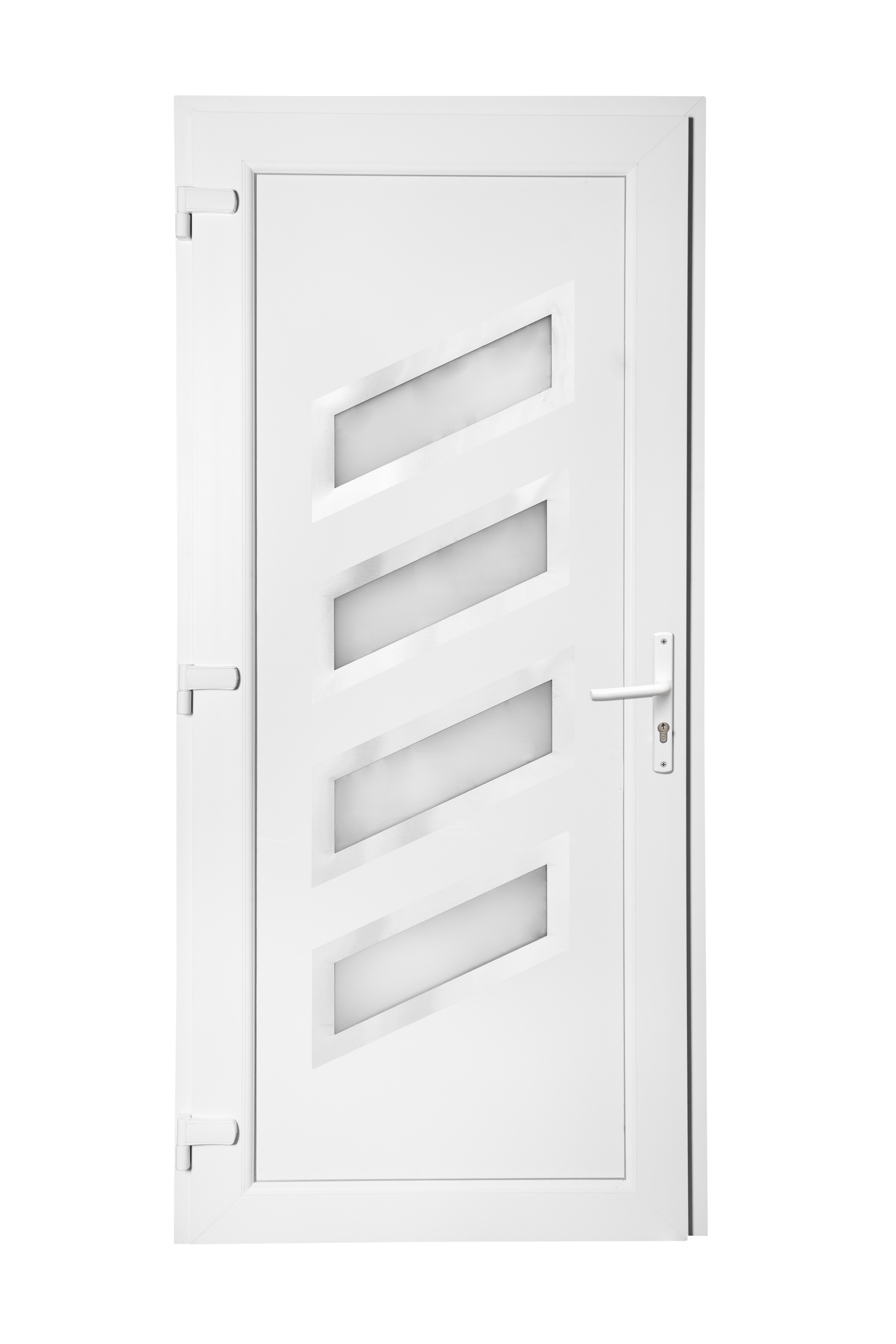 Porte d'entrée PVC blanc poussant droit H.215 x l.90 cm Saturne - 2
