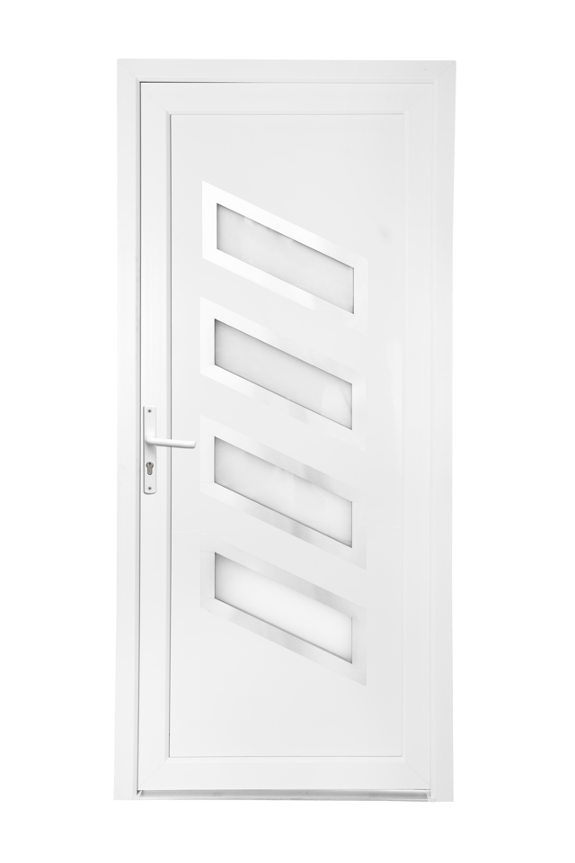 Porte d'entrée PVC blanc poussant droit H.215 x l.90 cm Saturne