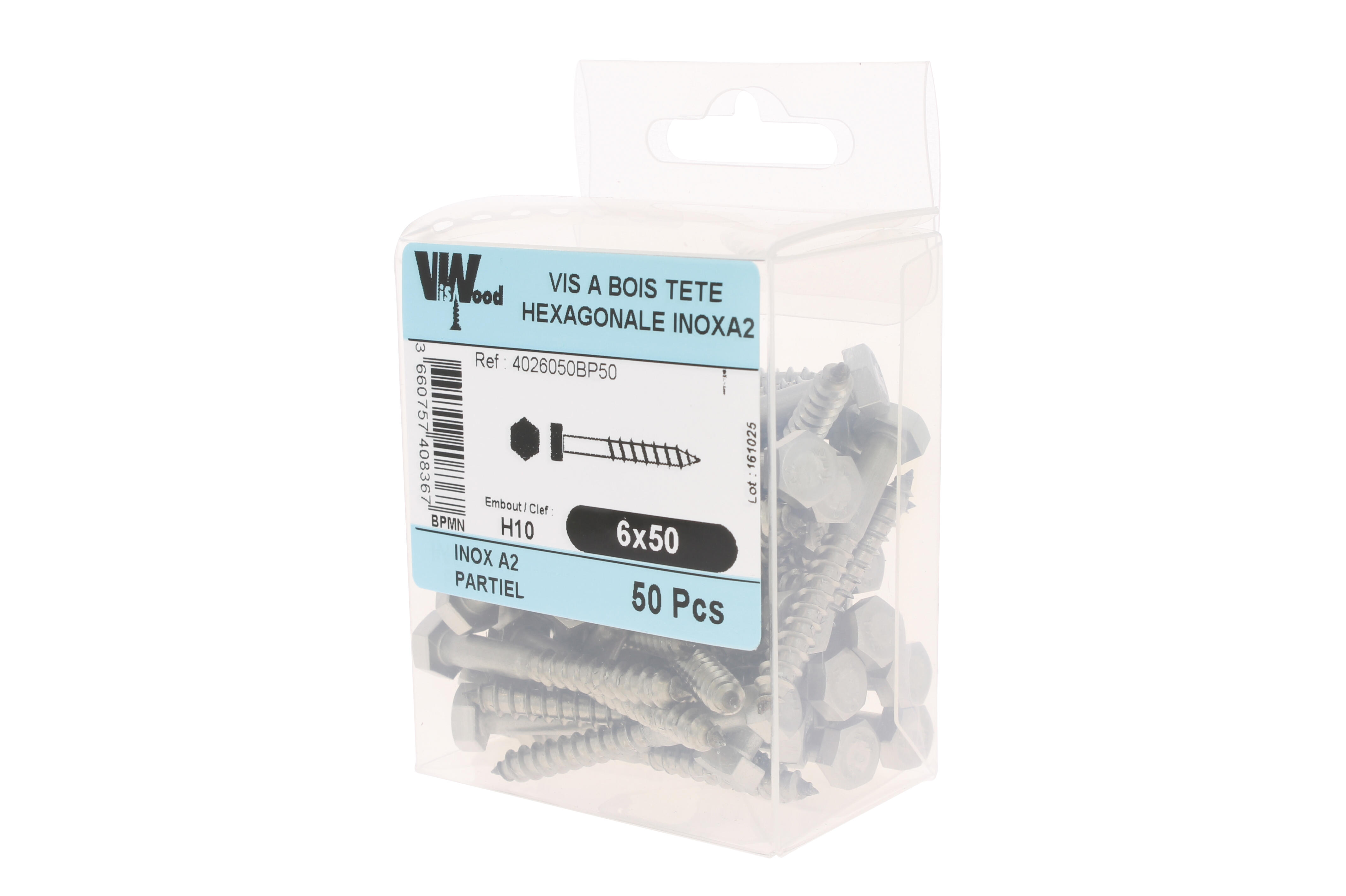 Tirefond bois inox A2 Diam. 6 x 50 mm Boîte de 50 - VISWOOD - 2