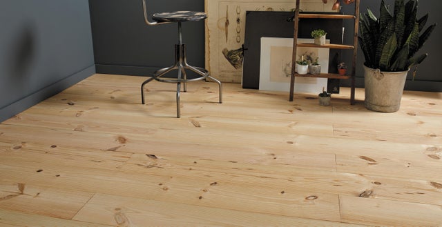 Parquet bois massif à clouer Pin naturel Larg.20 cm