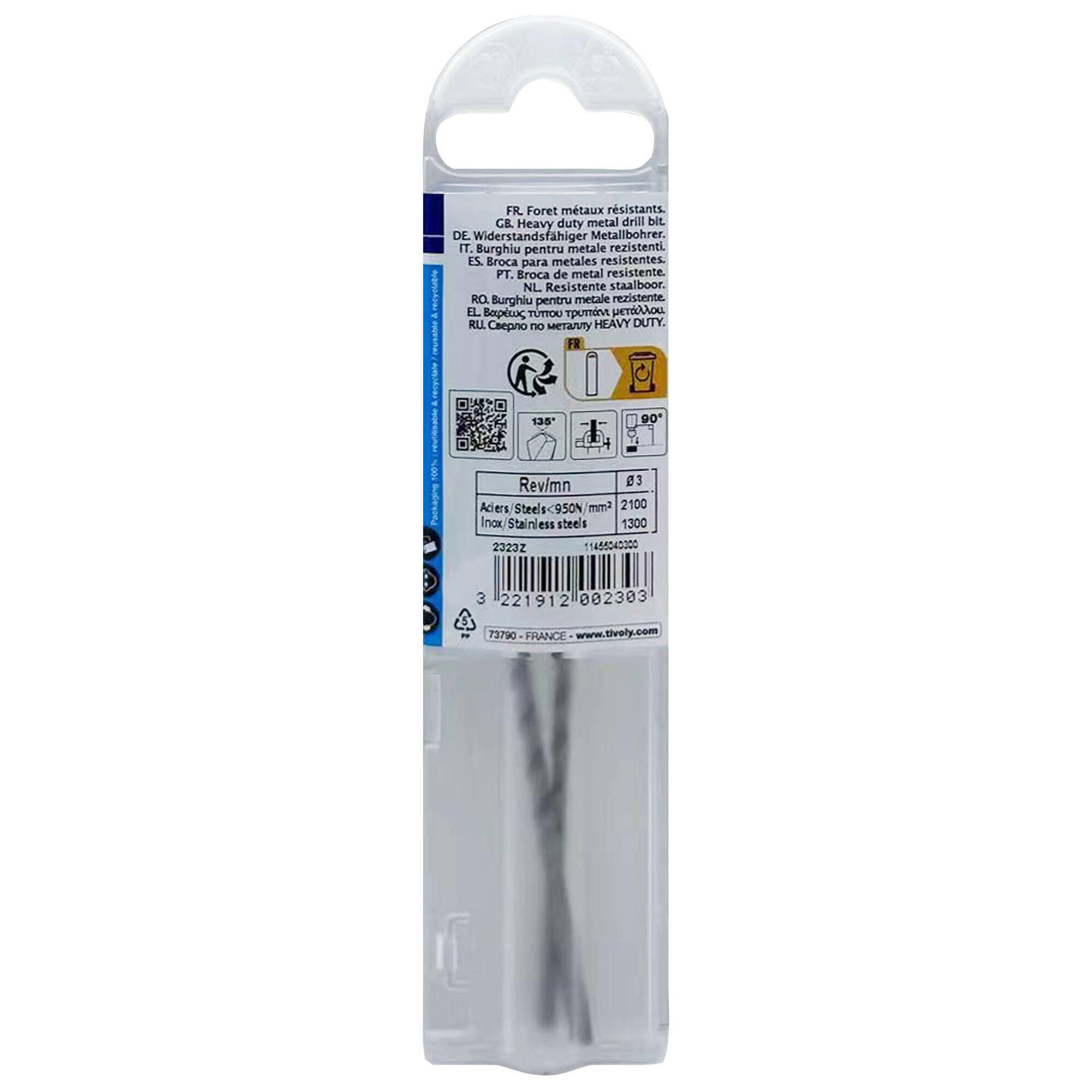 2 forets métaux HSS Cobalt 5% Diam.3 mm L.61 mm - TIVOLY - 4