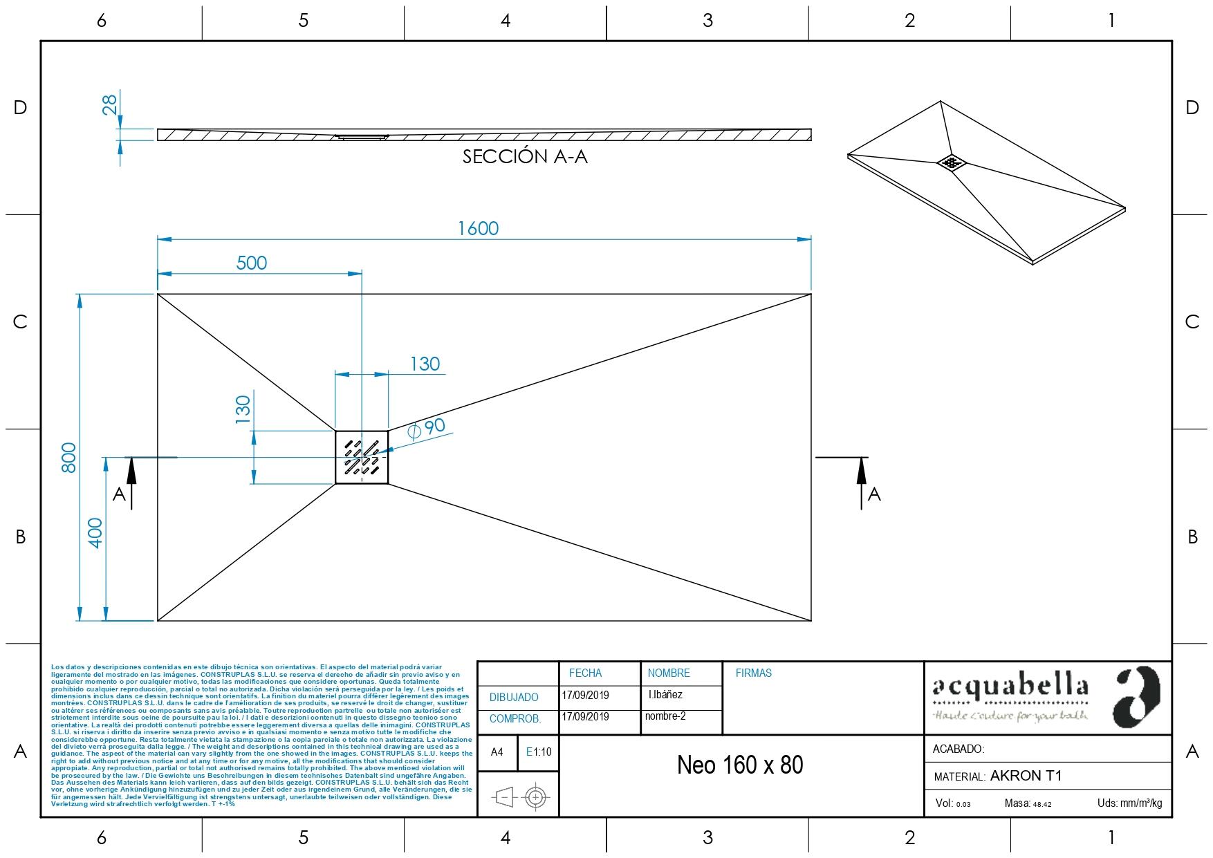 Receveur de douche extra-plat L.160 x l.80 cm Ep.2,8 cm résine blanc Senstures - 2