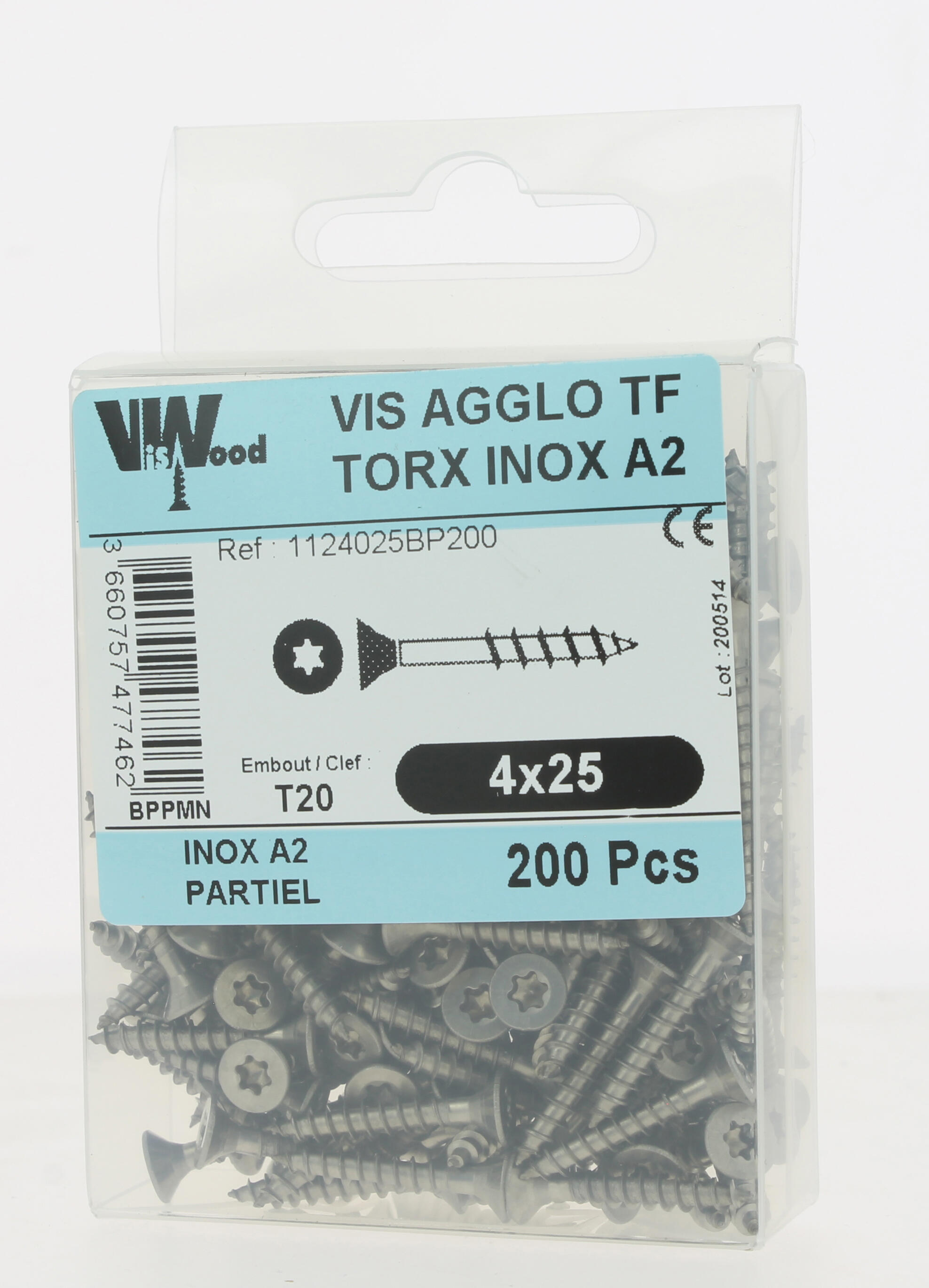 Vis bois inox A2 Diam. 4 x 25 mm Boîte de 200 - VISWOOD - 2