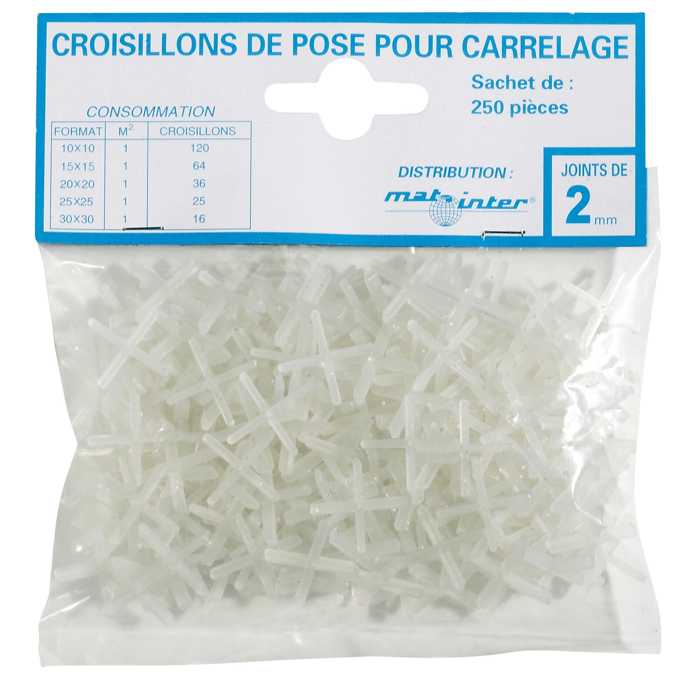 Croisillons standards pour carrelage Ep.2 mm en X - MAT INTER (sachet de 250) - 2