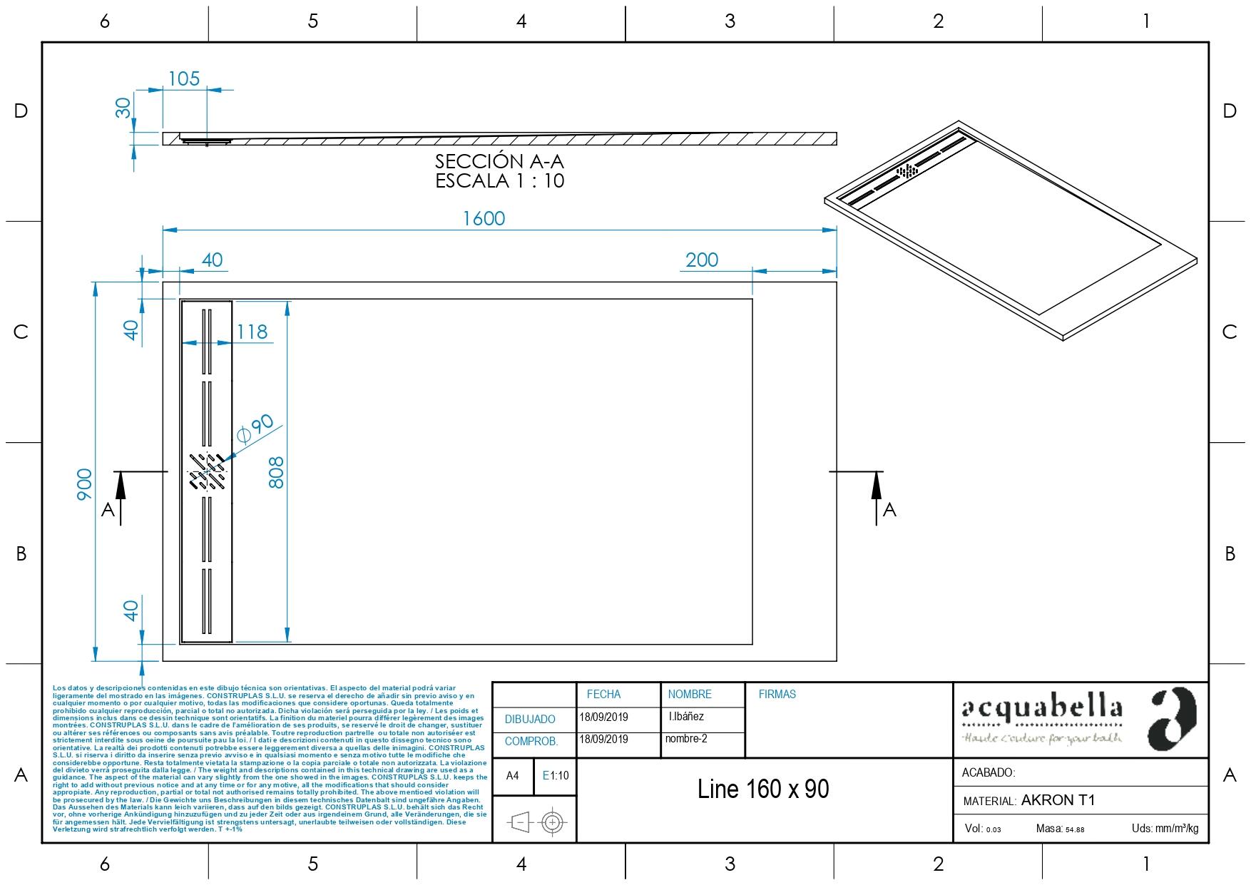 Receveur de douche extra-plat L.160 x l.90 cm Ep.2,8 cm résine blanc Senstures Caniveau - 2